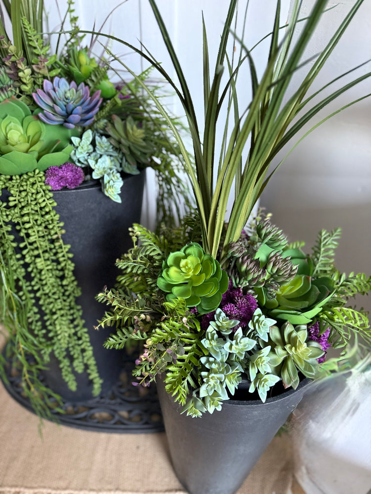 Purple Faux Succulent Drop In Planter