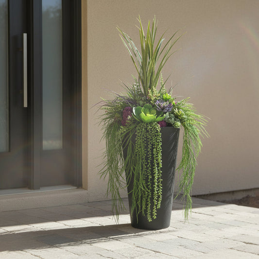 Purple Faux Succulent Drop In Planter