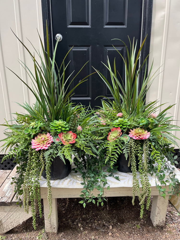 Pink succulent planter drop in