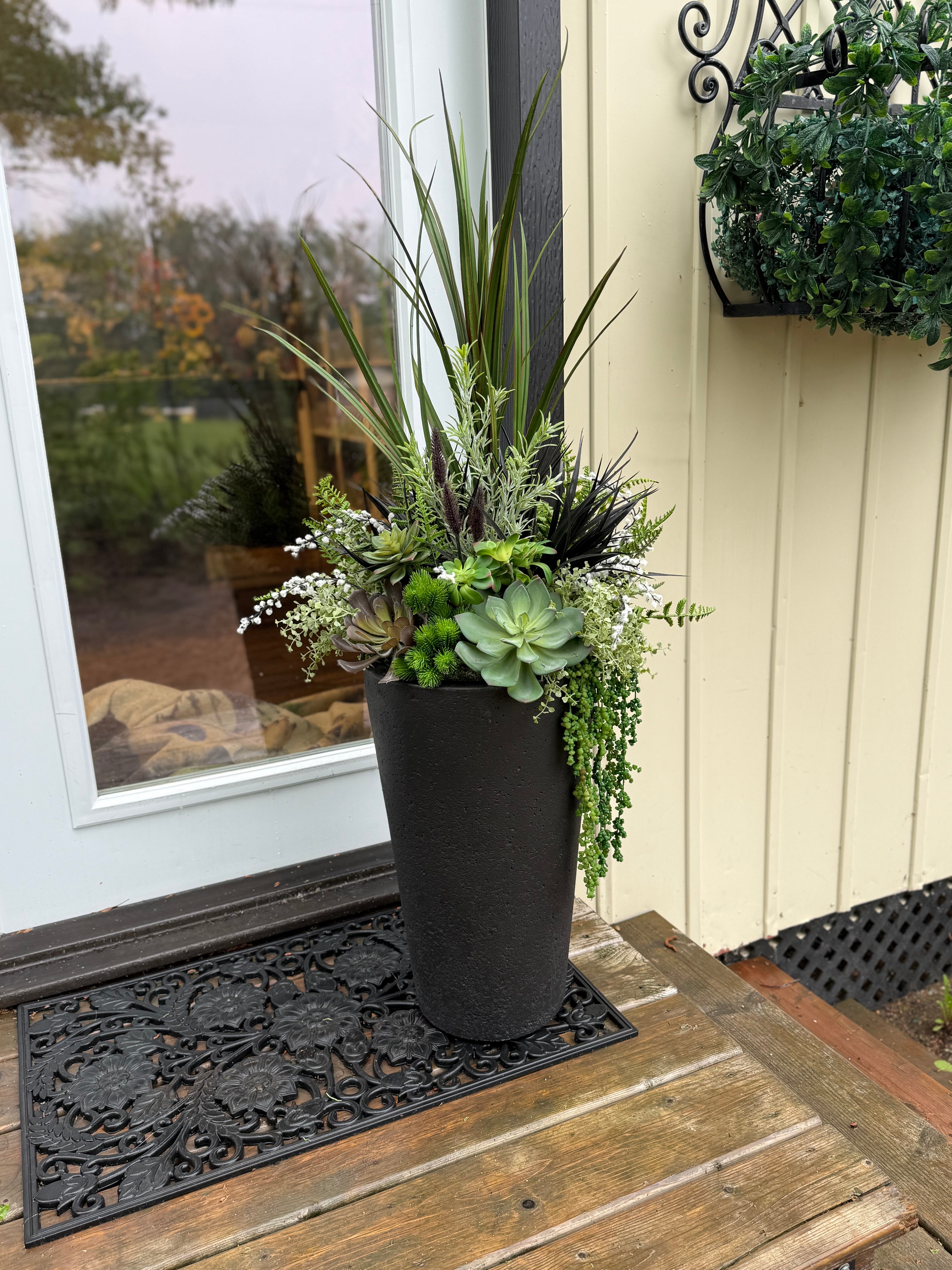 Black and Green  drop in planter