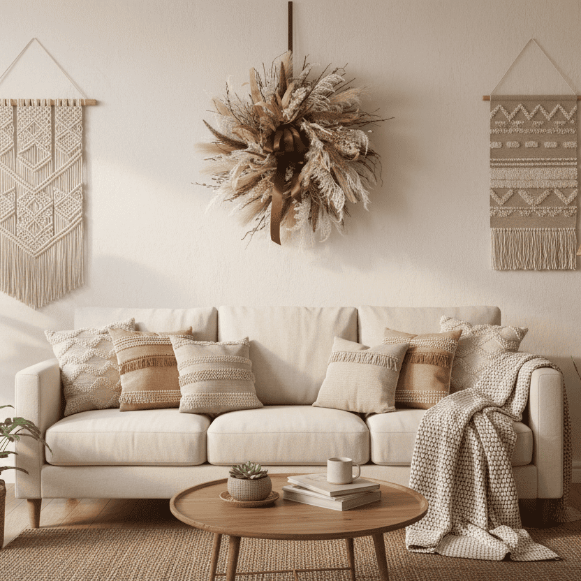 Coffee and Cream Boho Wreath