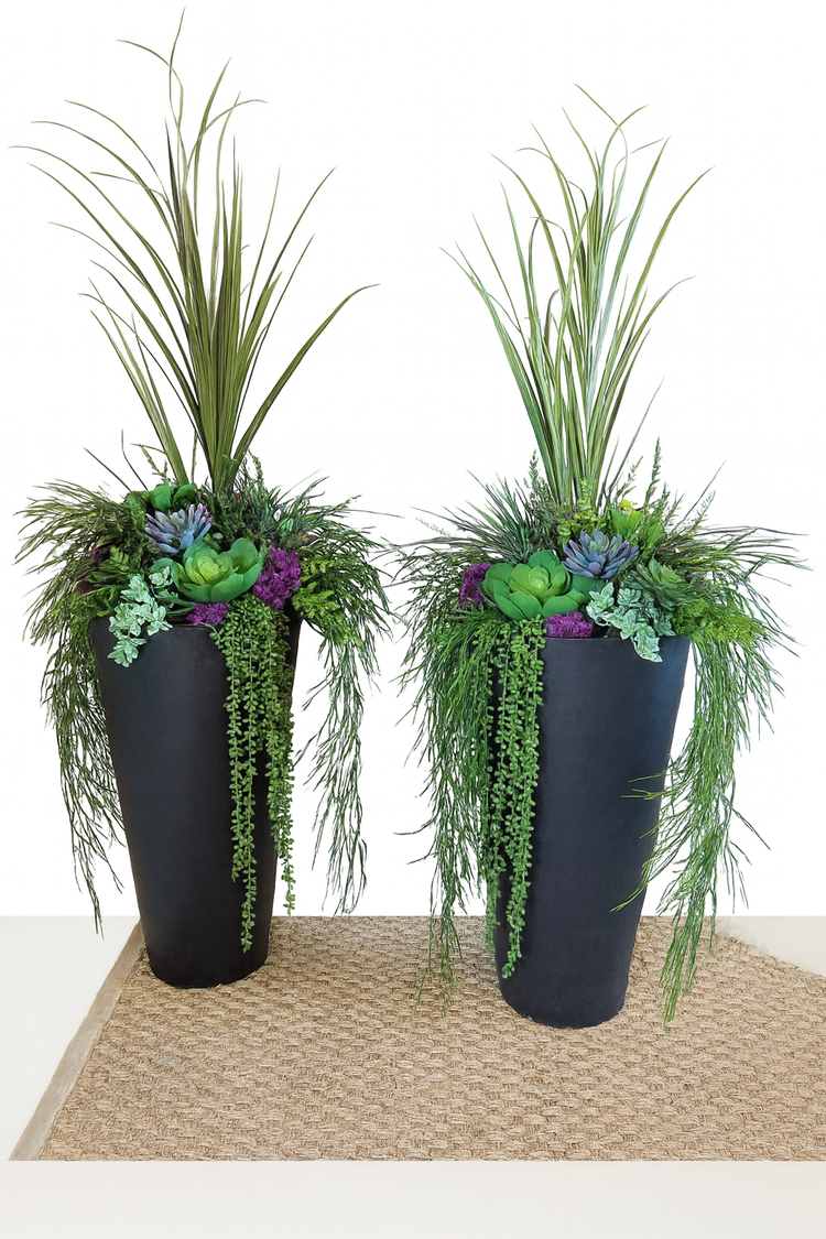 Purple Faux Succulent Drop In Planter