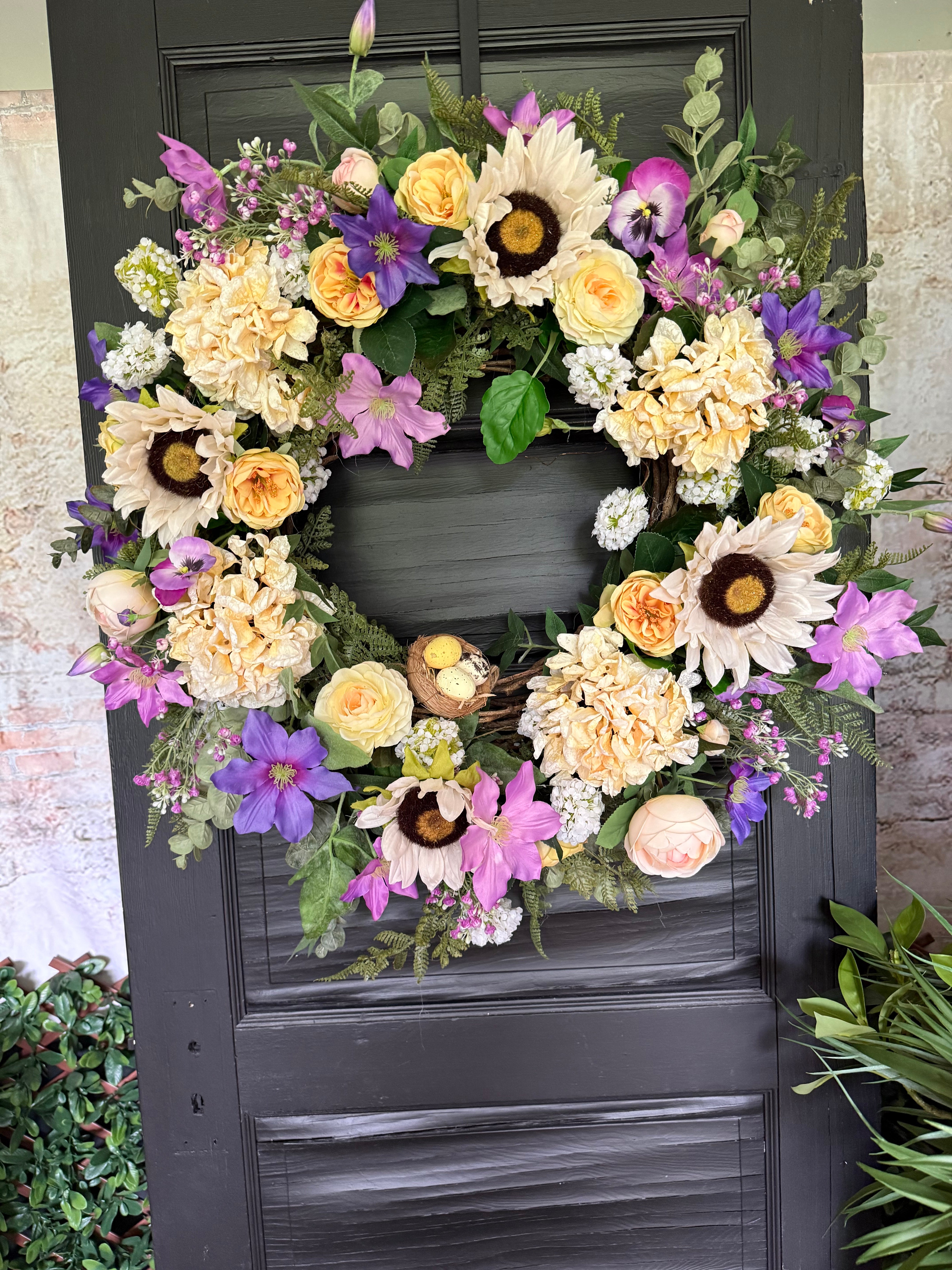 Large pastel Sunflower Wreath