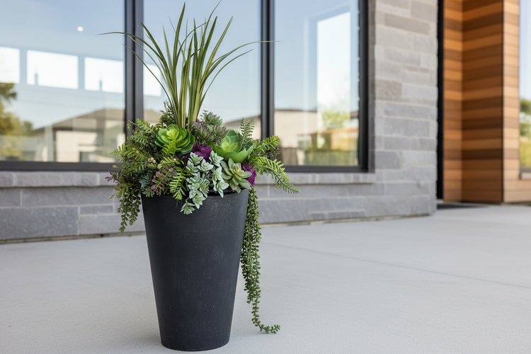Purple Faux Succulent Drop In Planter