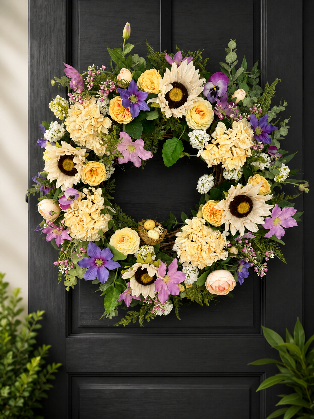 Large pastel Sunflower Wreath