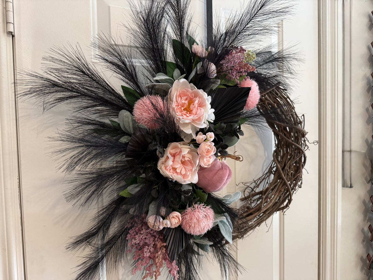 Pink Pumpkin Wreath