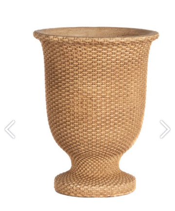 Basket weave Cement Tall Urn