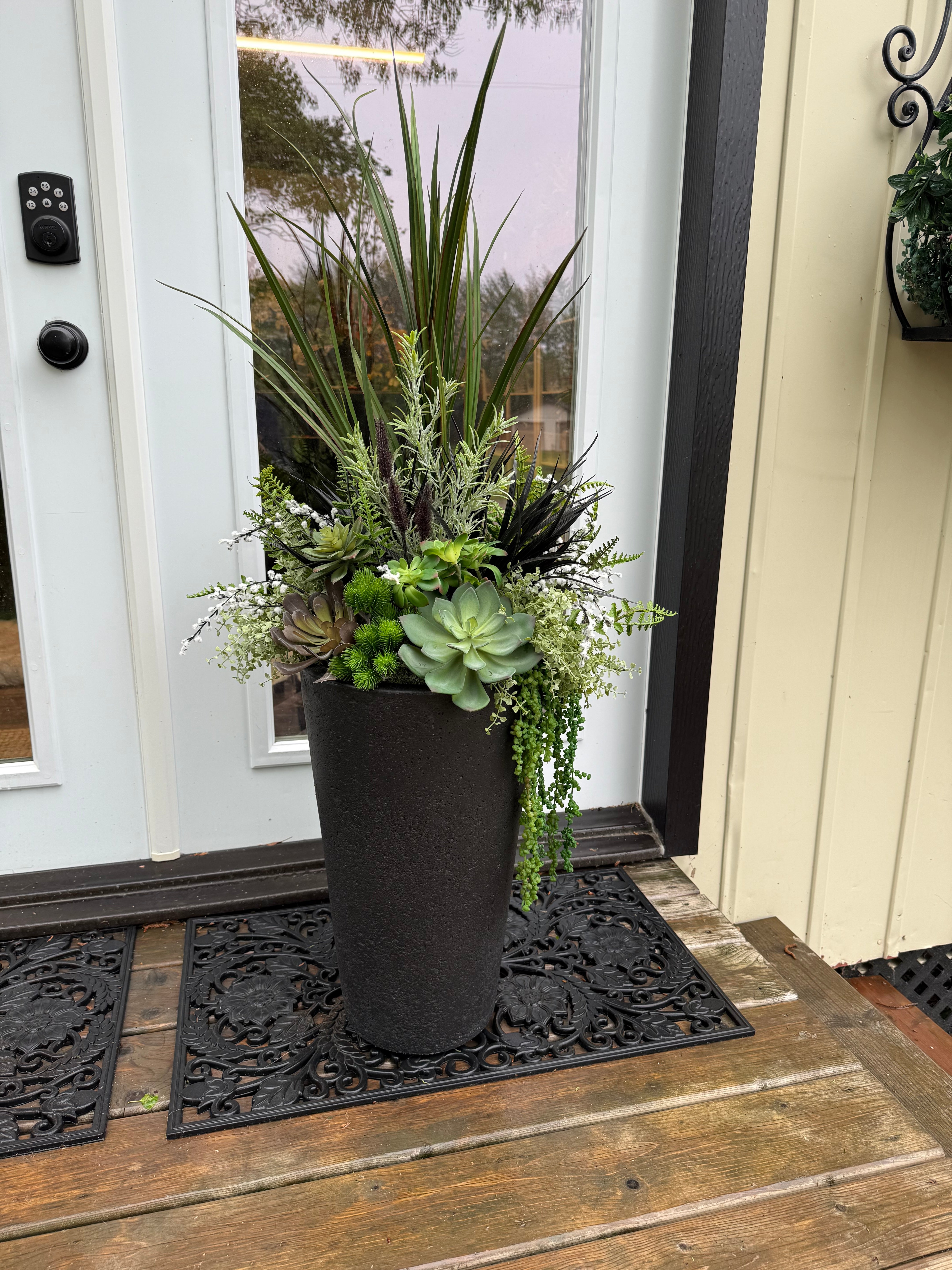 Black and Green  drop in planter