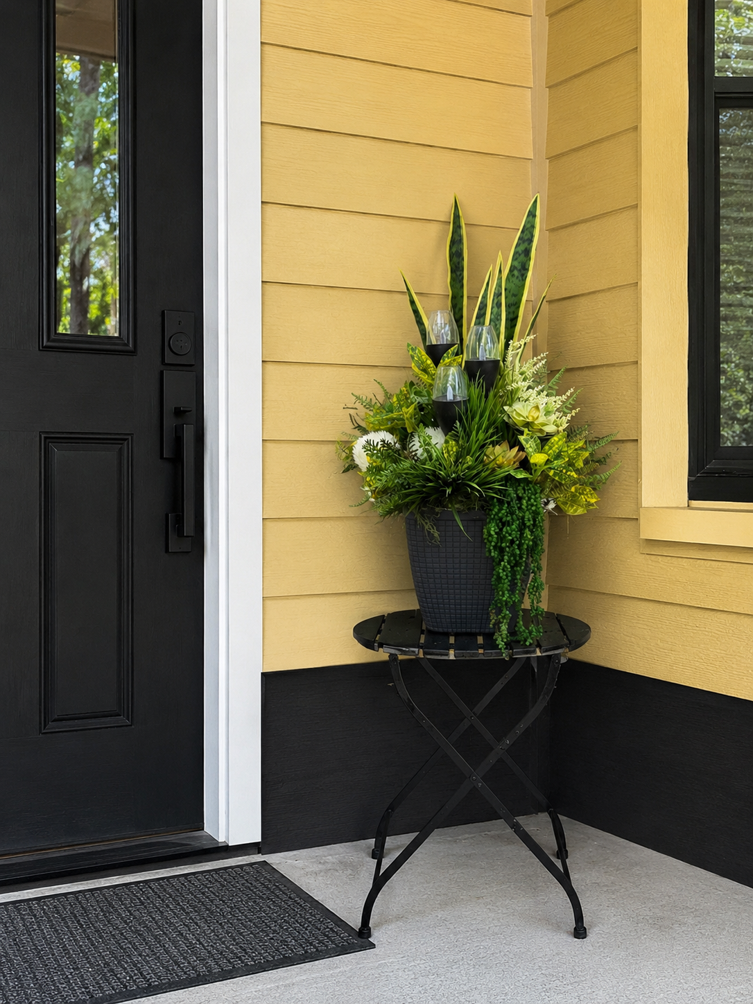 Yellow succulent drop in planter