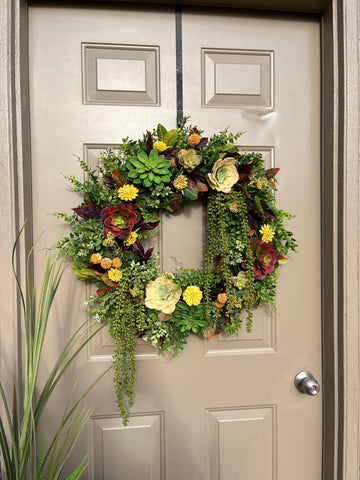 Vibrant succulent wreath