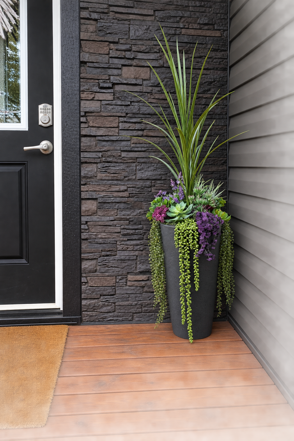 Artificial Succulent Planter Insert for Outdoor Urns & Front Porch Planters