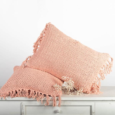 Pink knit cushion cover