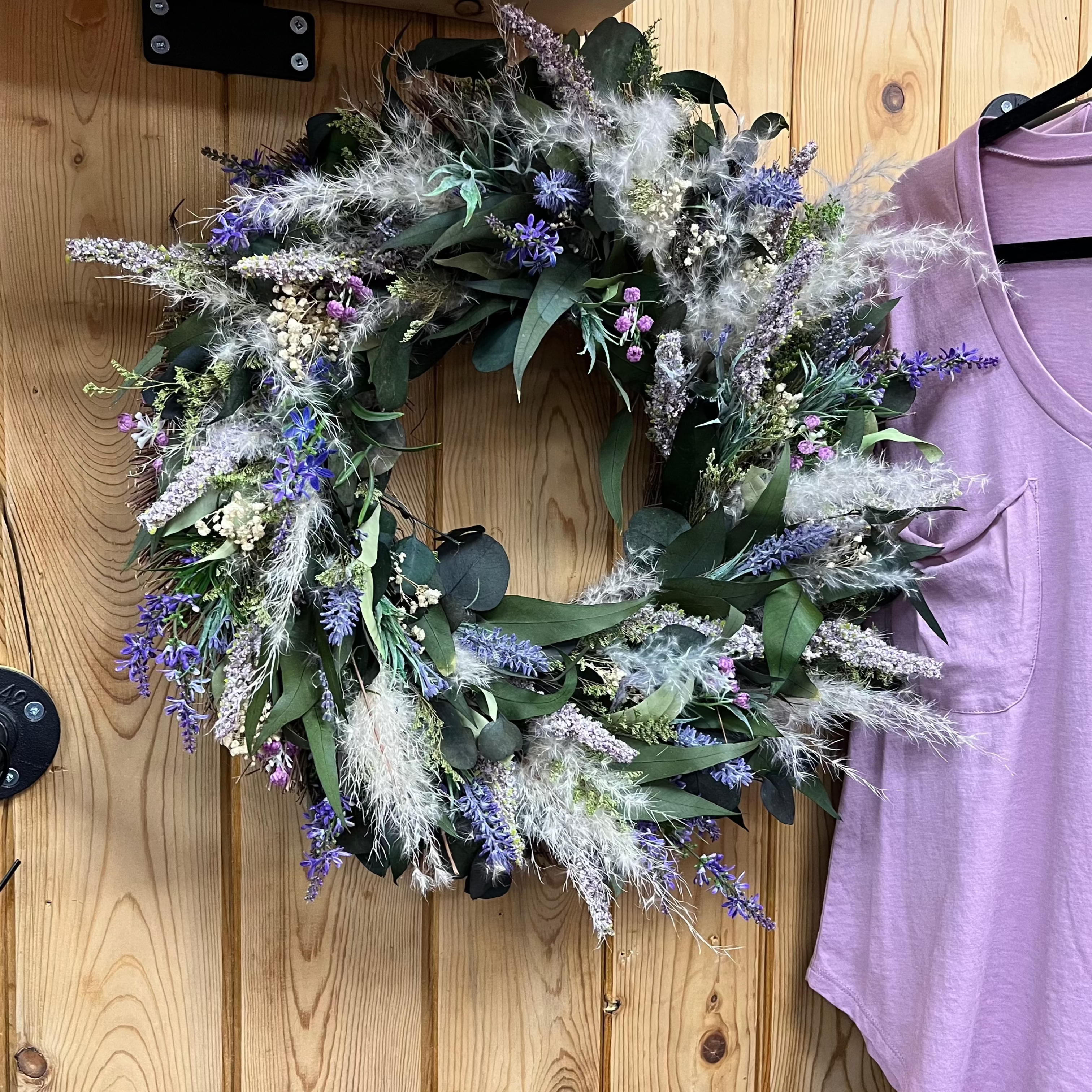 Lavender mist dried flower wreath