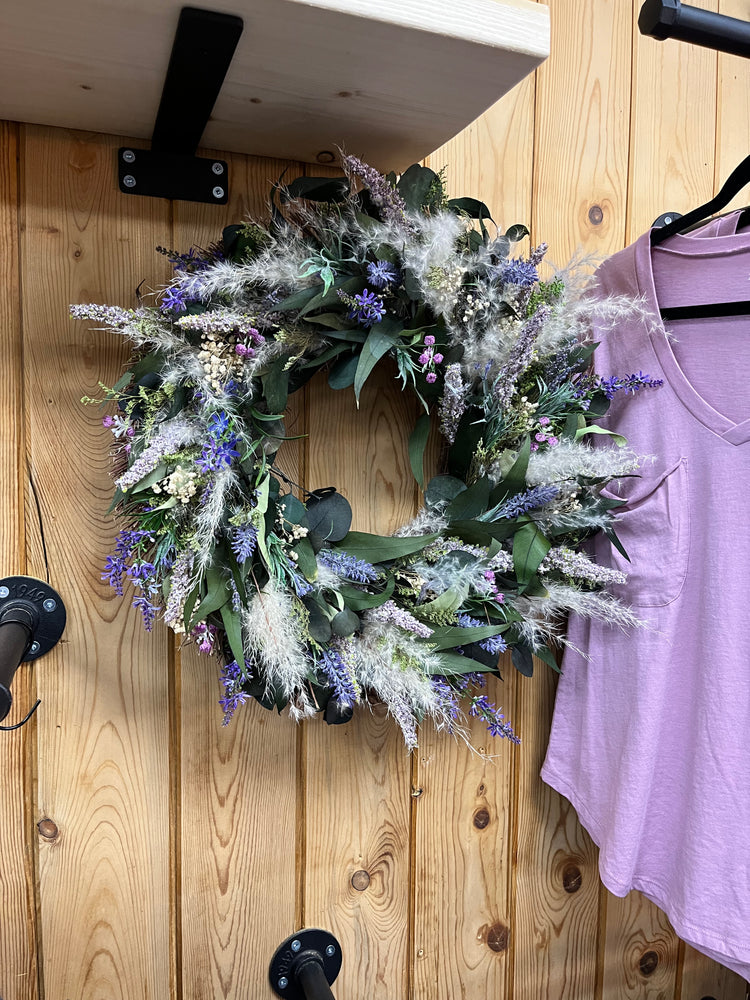Lavender mist dried flower wreath