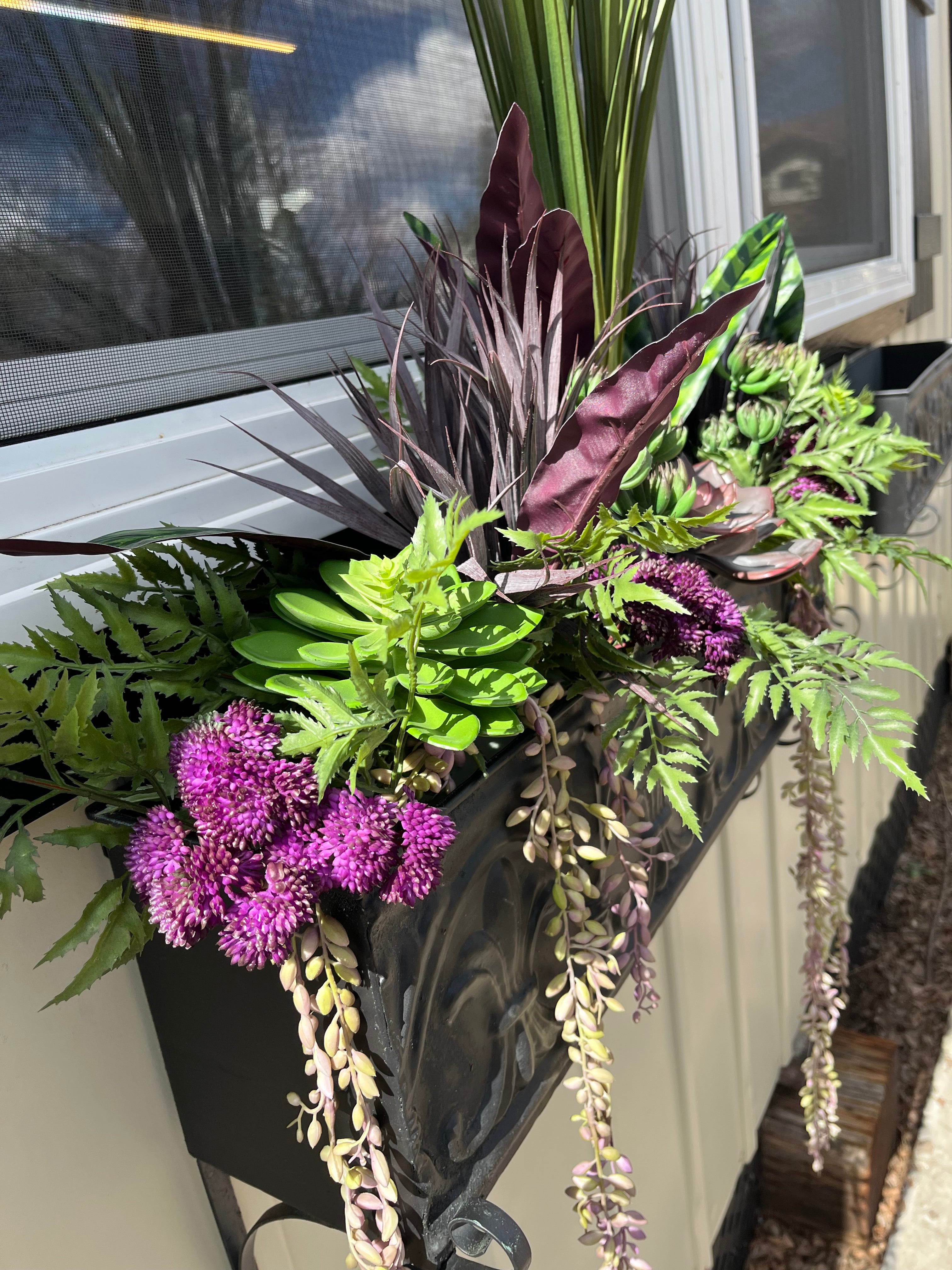 Purple Succulent Drop In Window Box