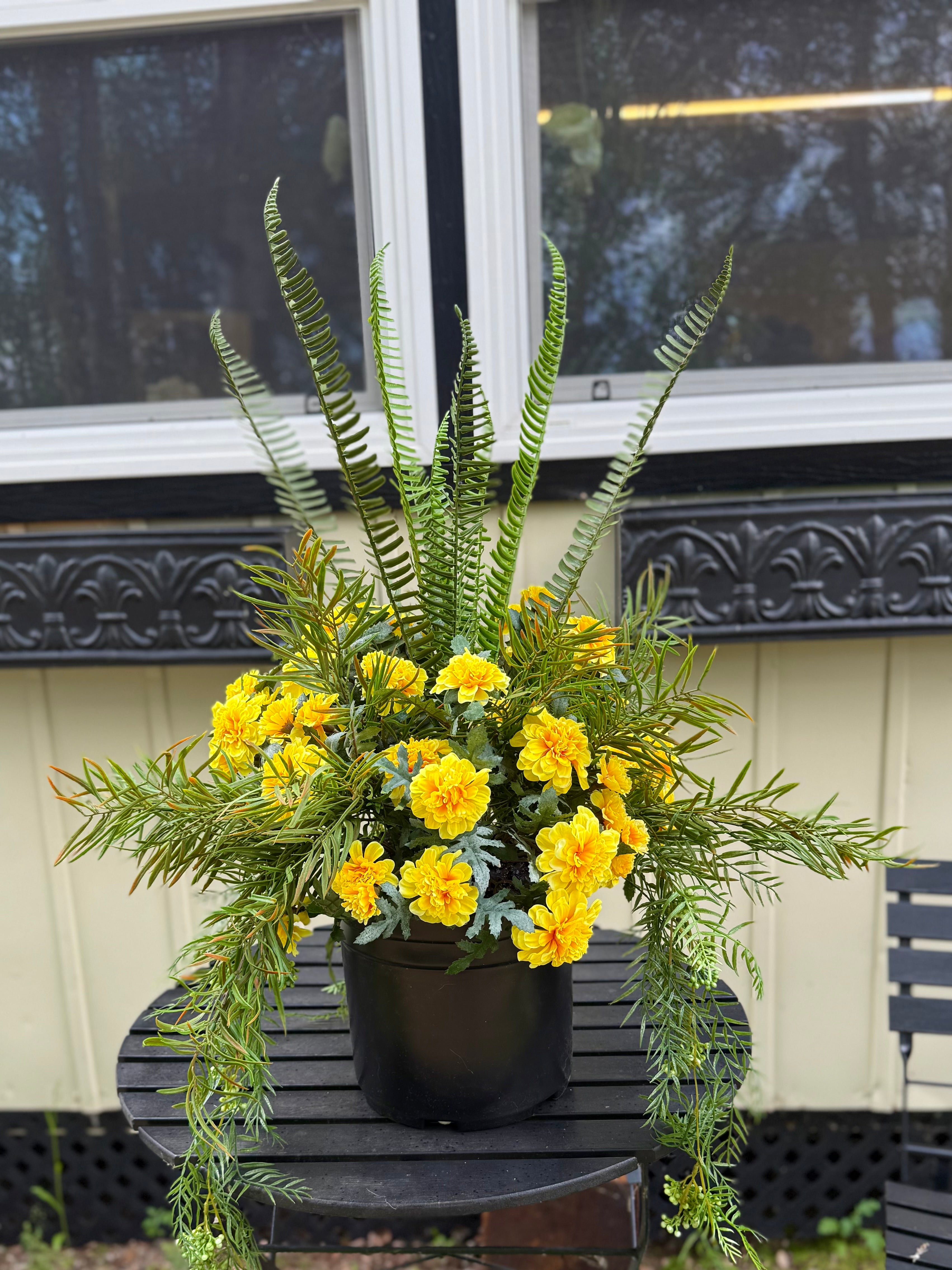 Yellow Marigold Drop in Planter