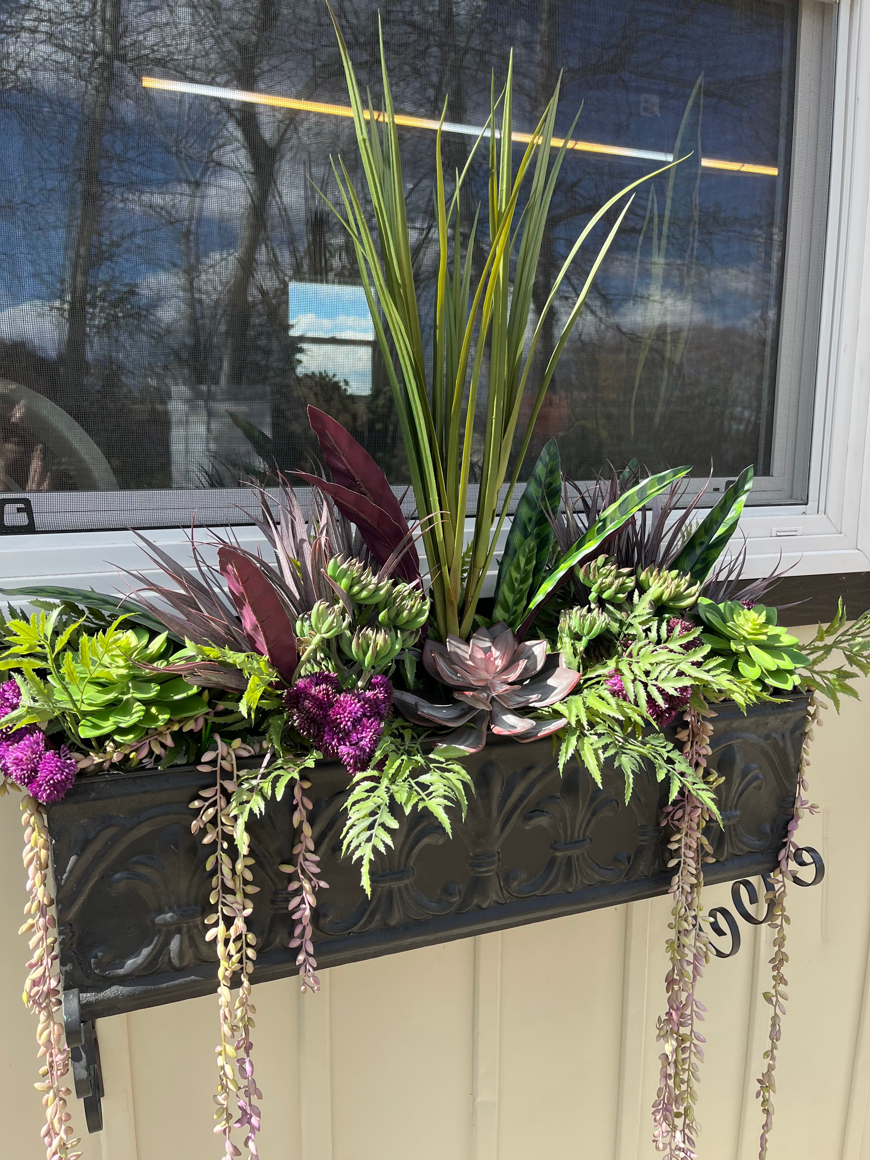 Purple Succulent Drop In Window Box