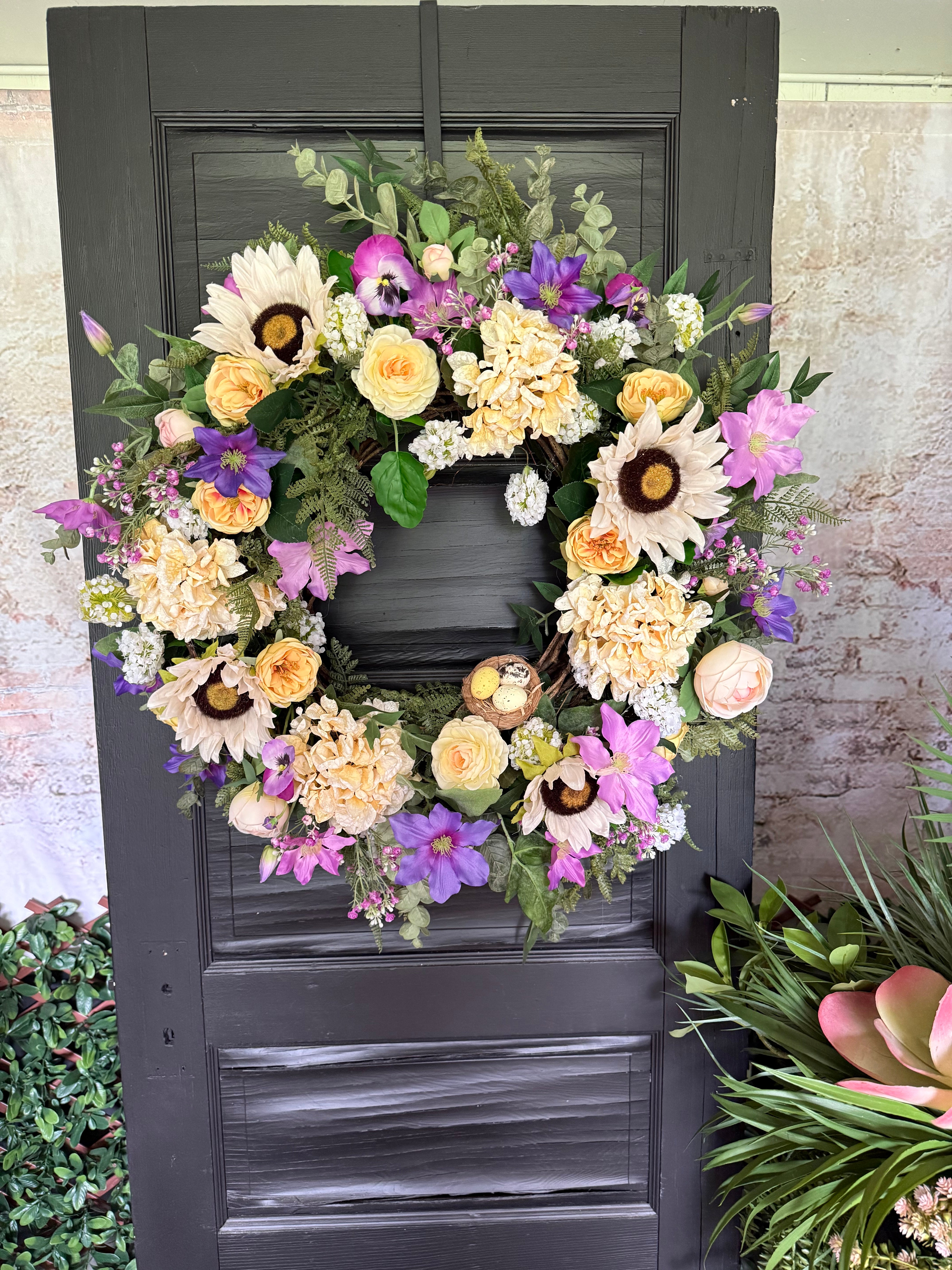 Large pastel Sunflower Wreath