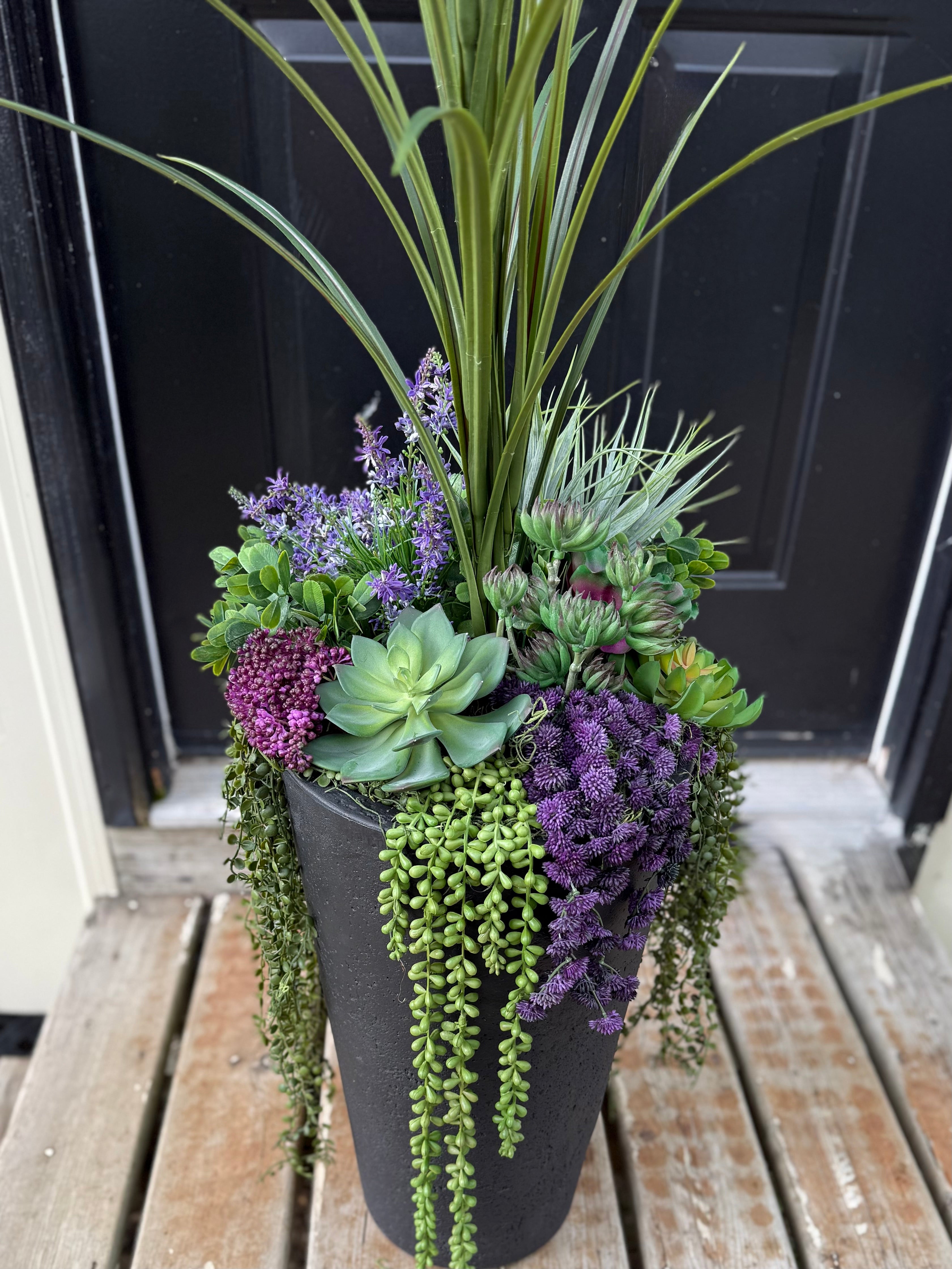 Artificial Succulent Planter Insert for Outdoor Urns & Front Porch Planters