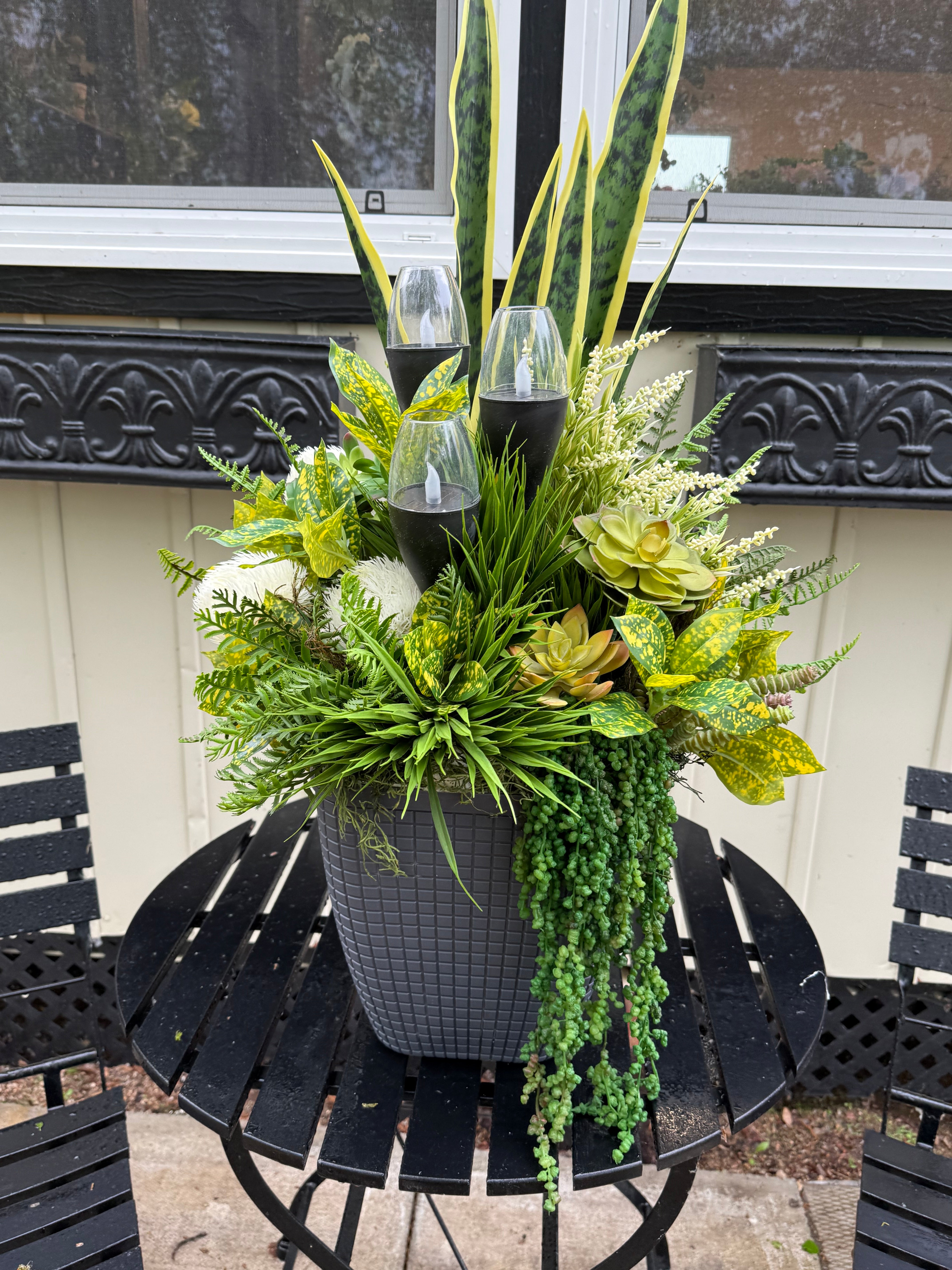 Yellow succulent drop in planter