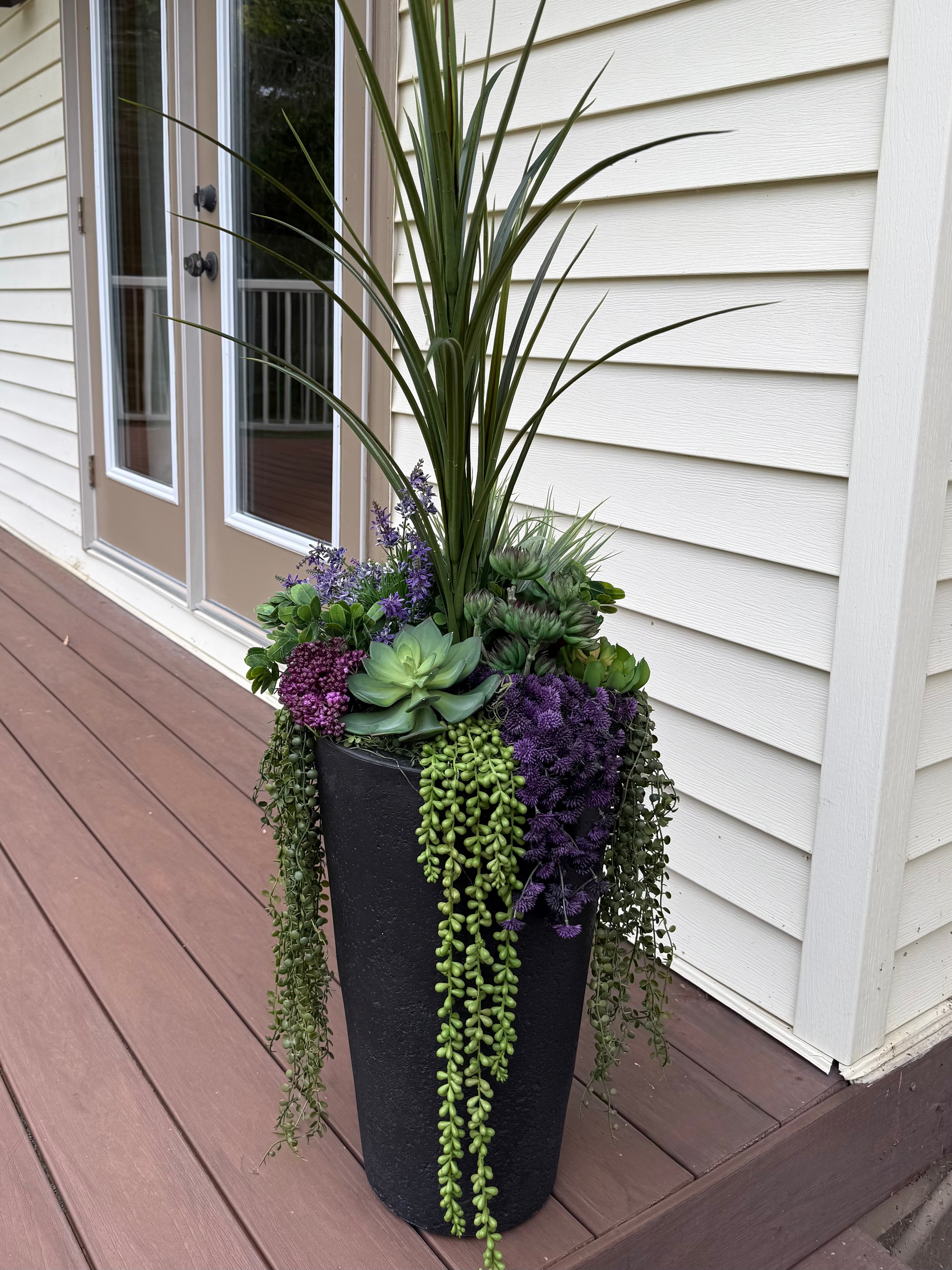 Artificial Succulent Planter Insert for Outdoor Urns & Front Porch Planters