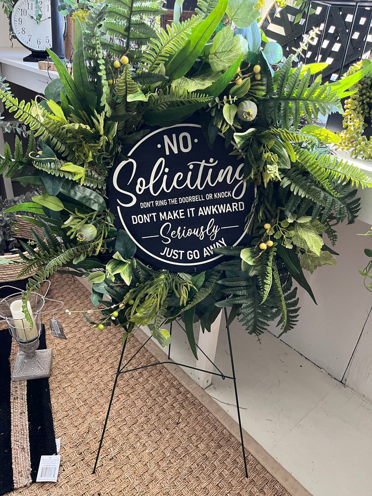 No soliciting sign wreath