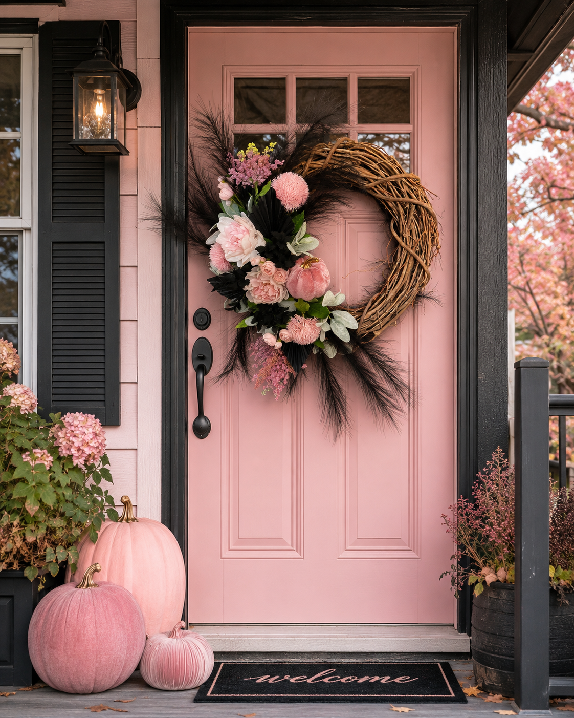 Pink Pumpkin Wreath