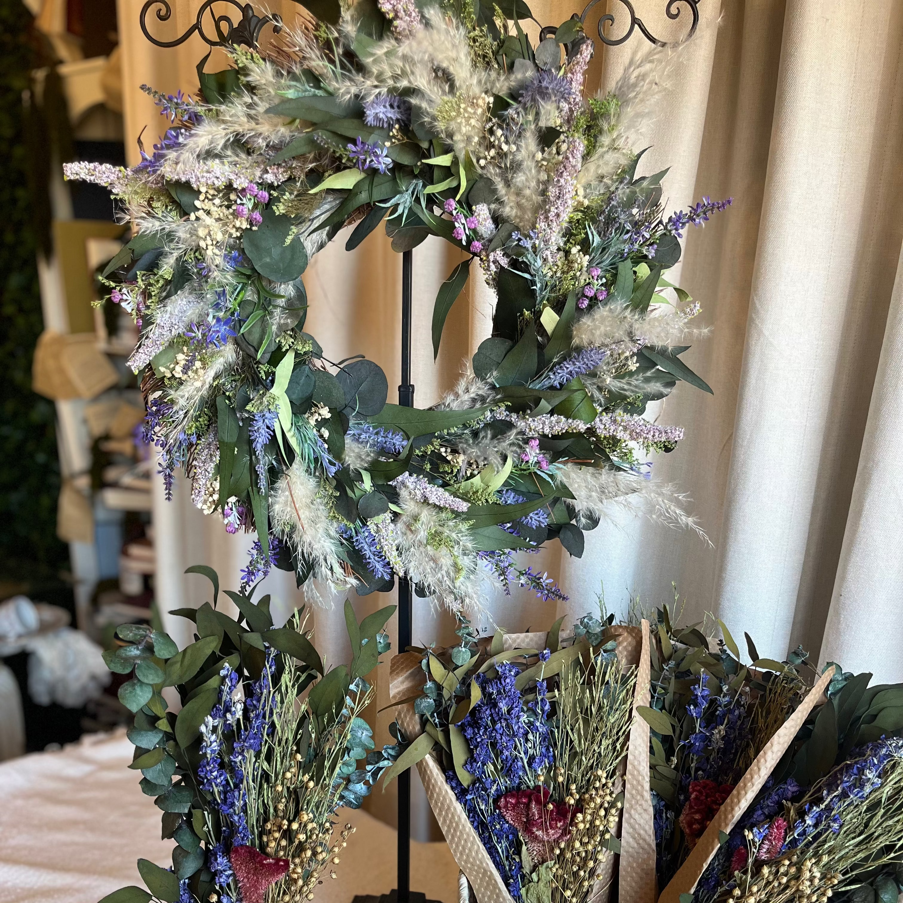 Lavender mist dried flower wreath