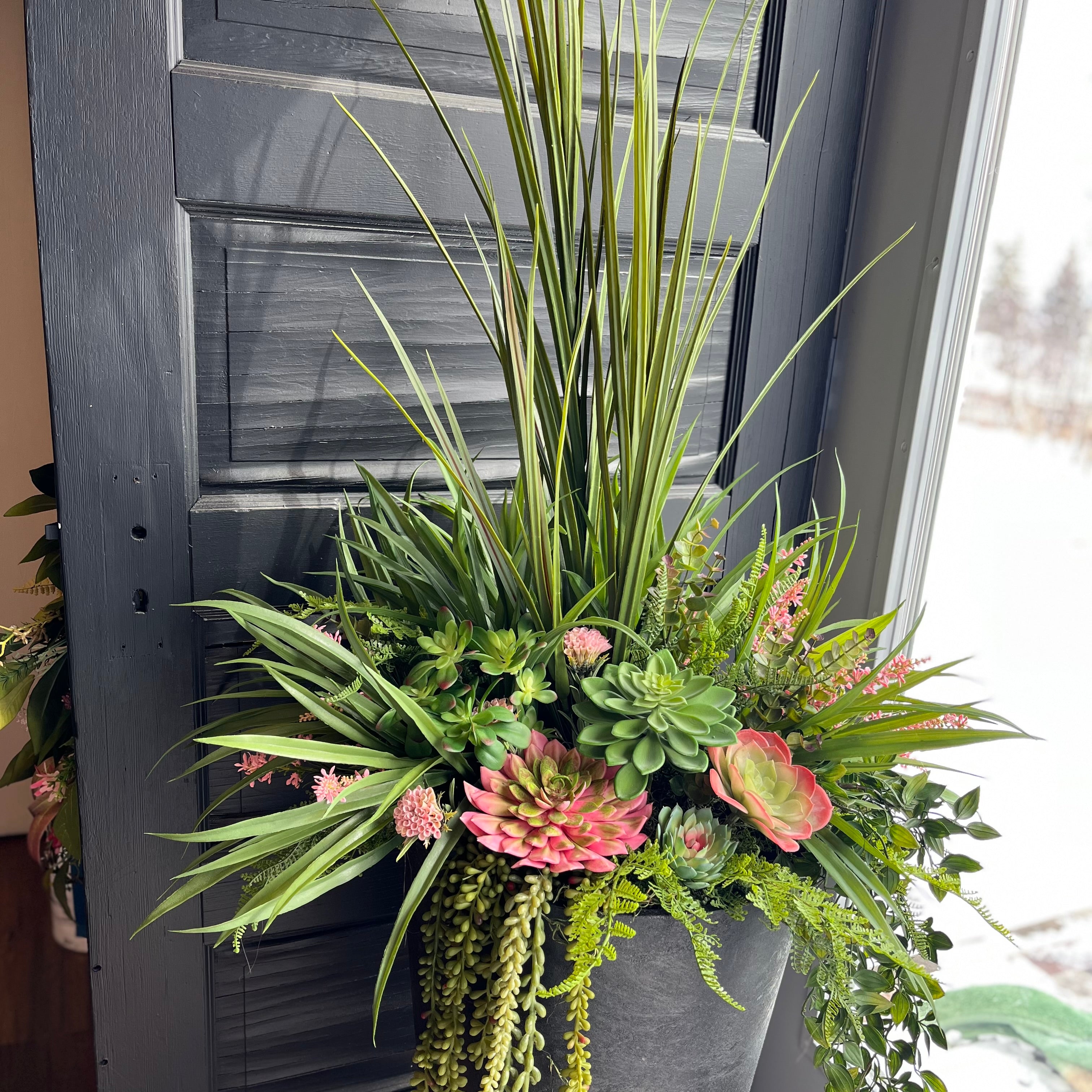 Pink succulent planter drop in