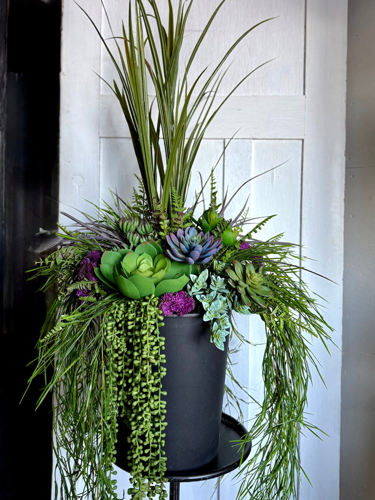 Purple Faux Succulent Drop In Planter