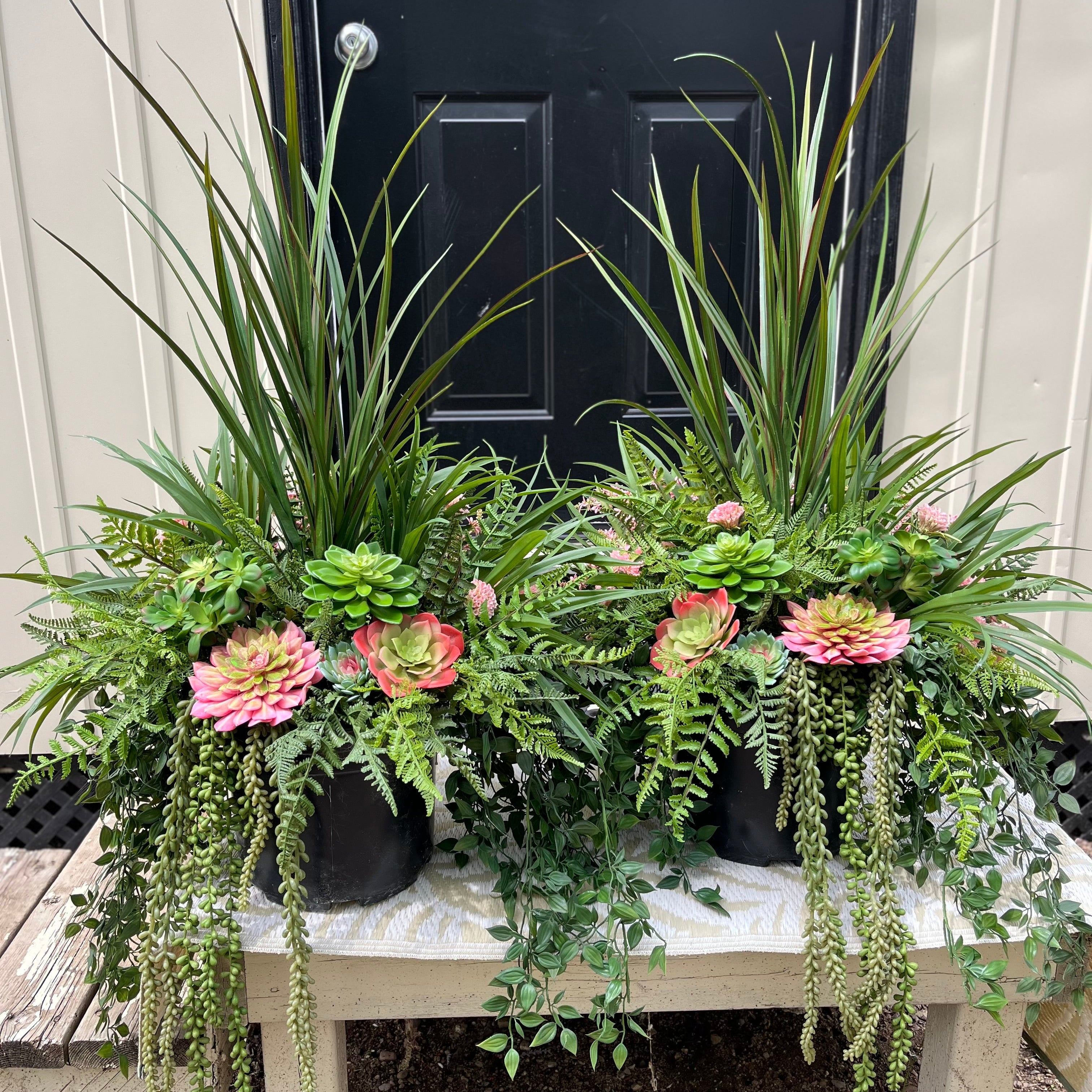 Pink succulent planter drop in