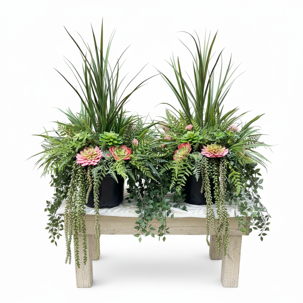 Pink succulent planter drop in