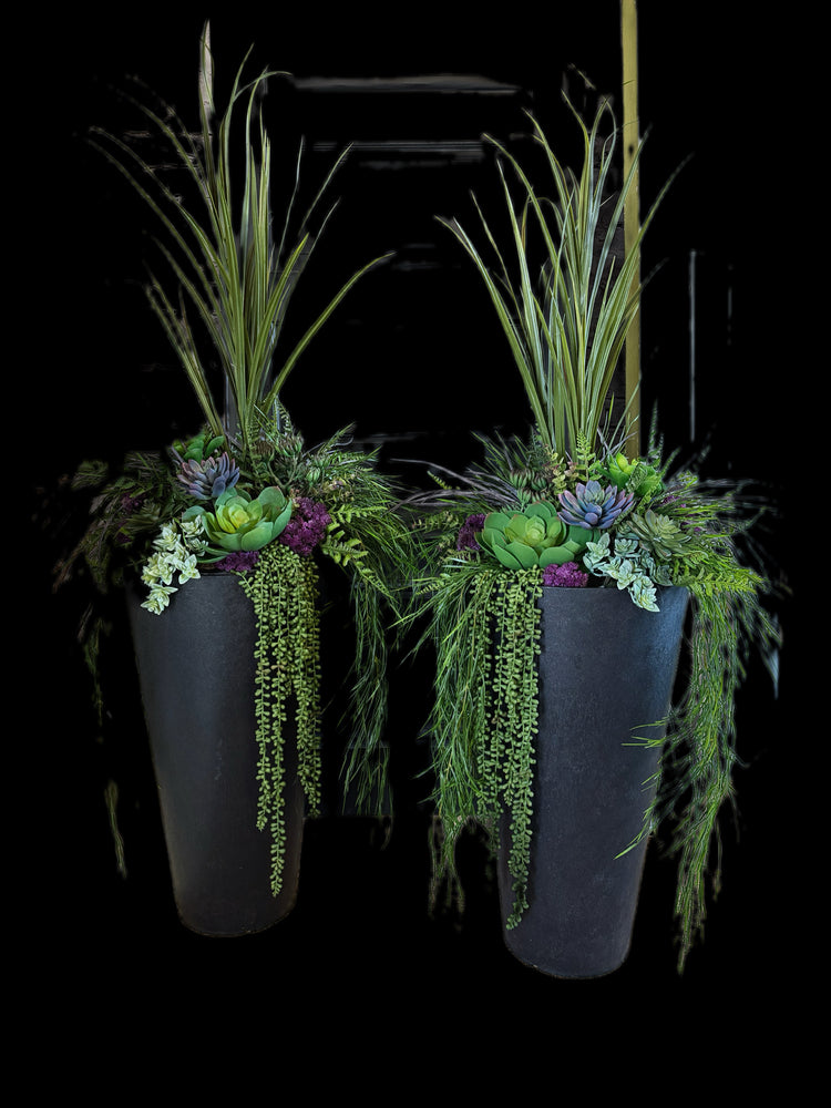 Purple Faux Succulent Drop In Planter