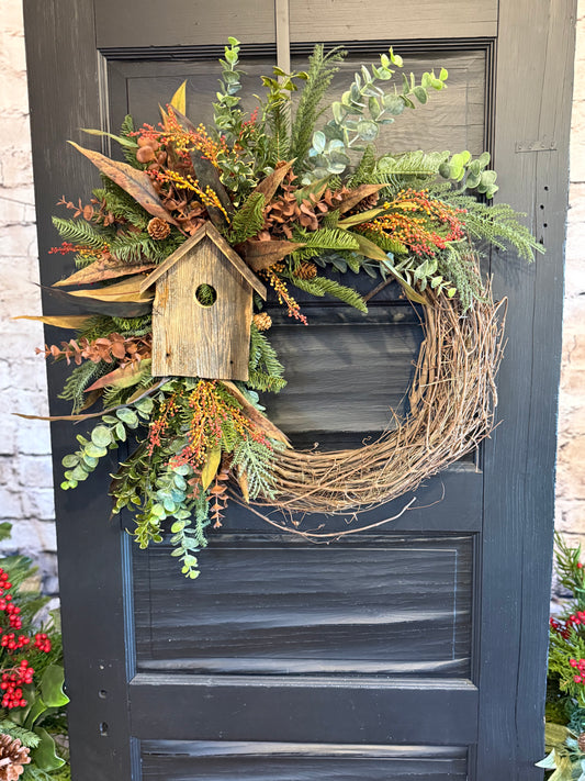 Birdhouse Wreath