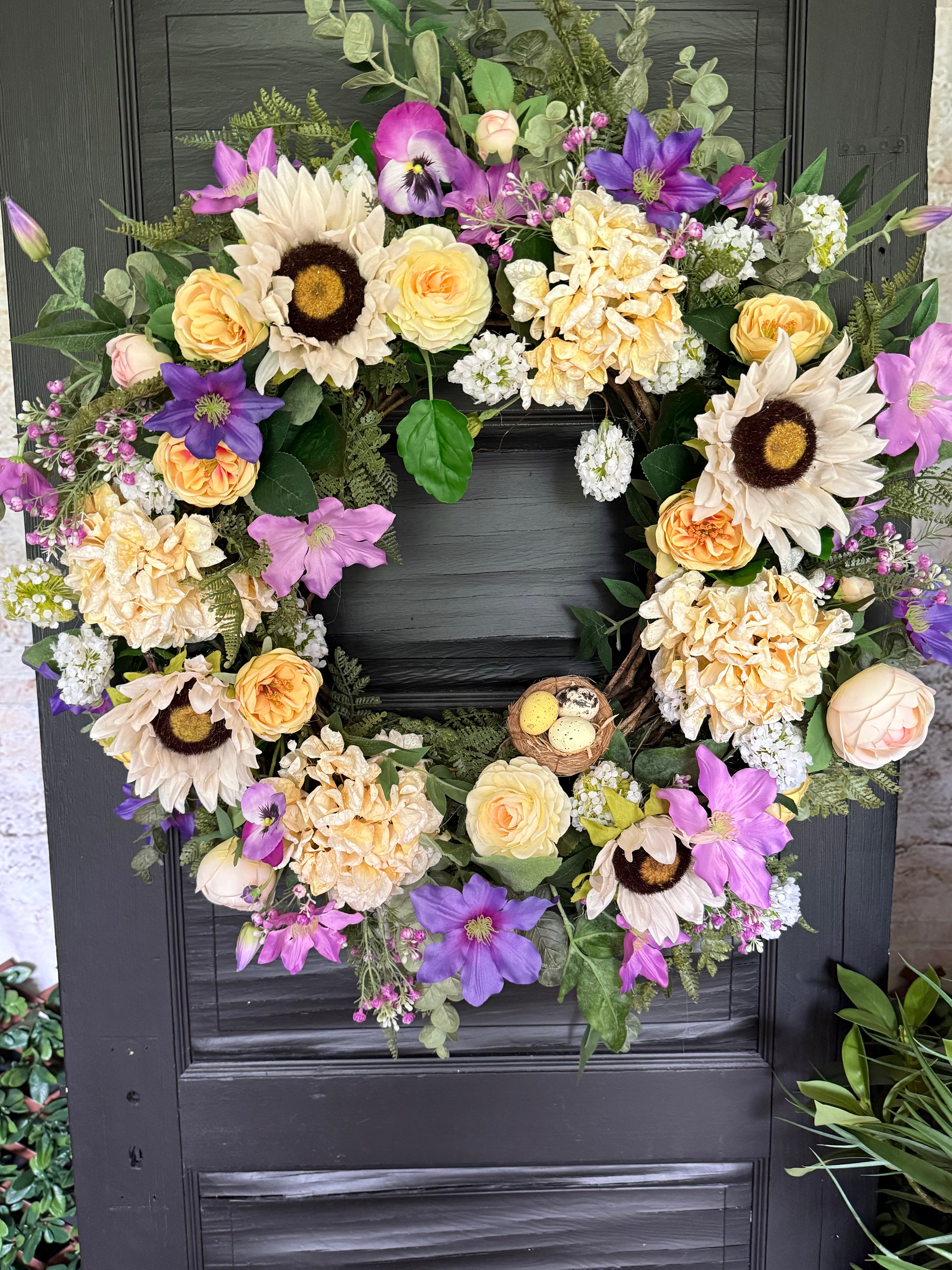 Large pastel Sunflower Wreath