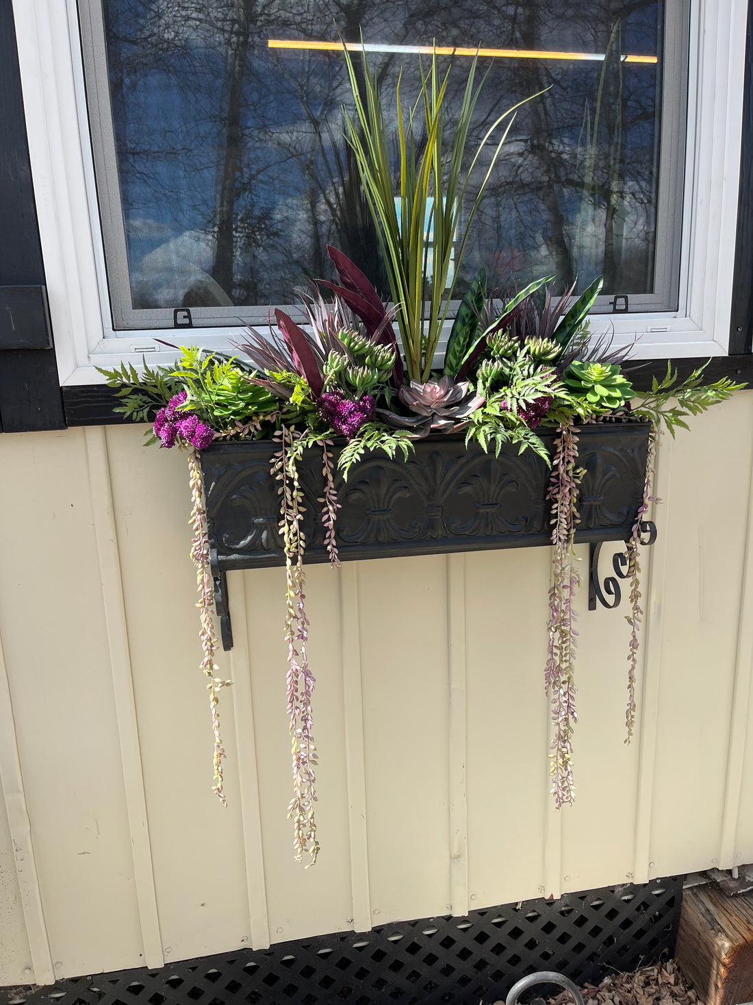 Purple Succulent Drop In Window Box