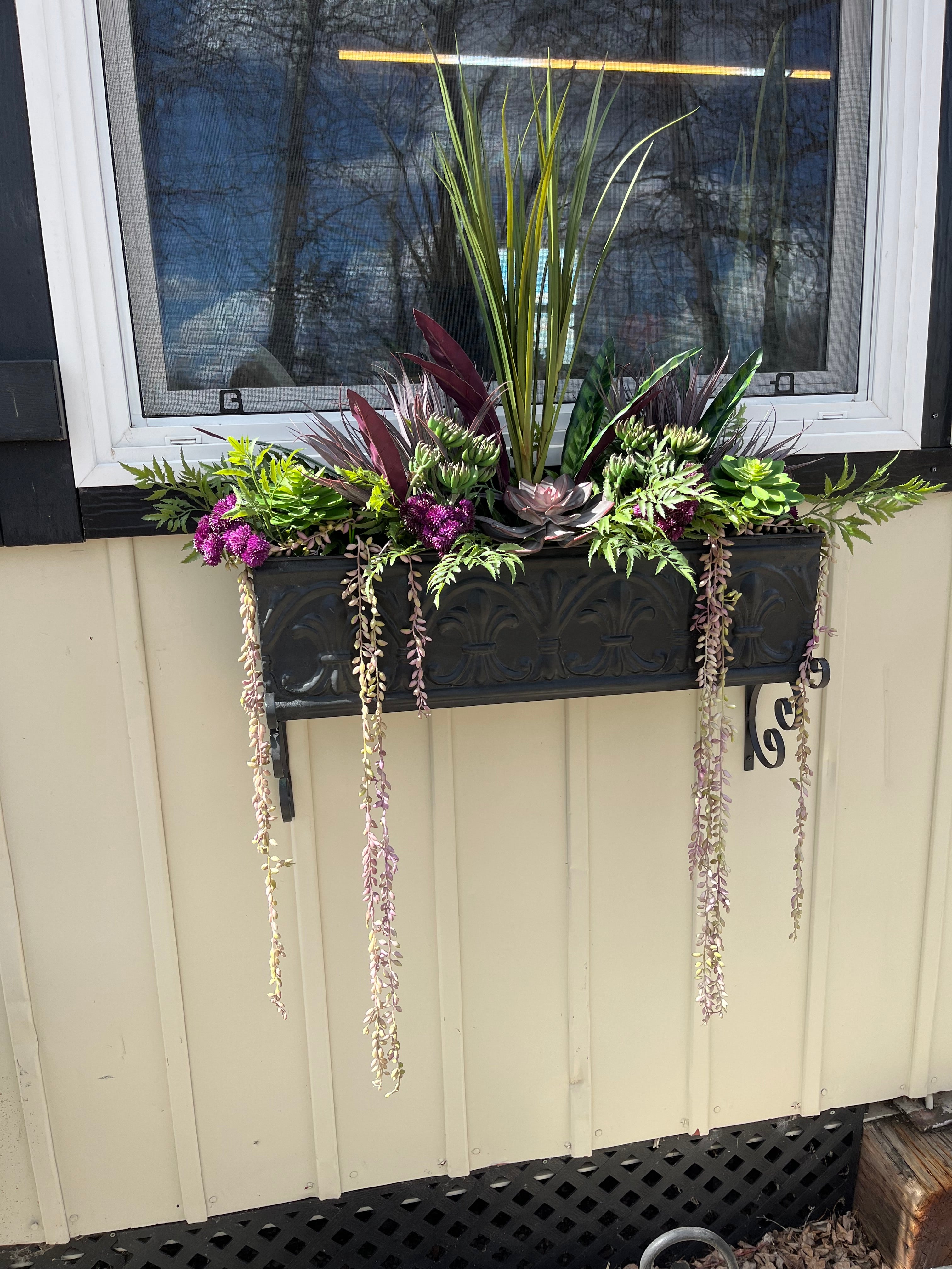 Purple Succulent Drop In Window Box