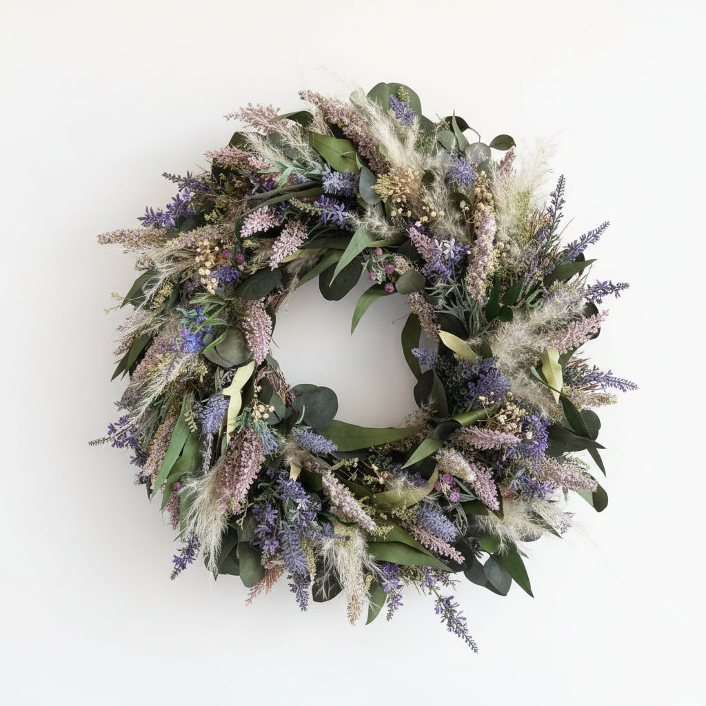 Lavender mist dried flower wreath