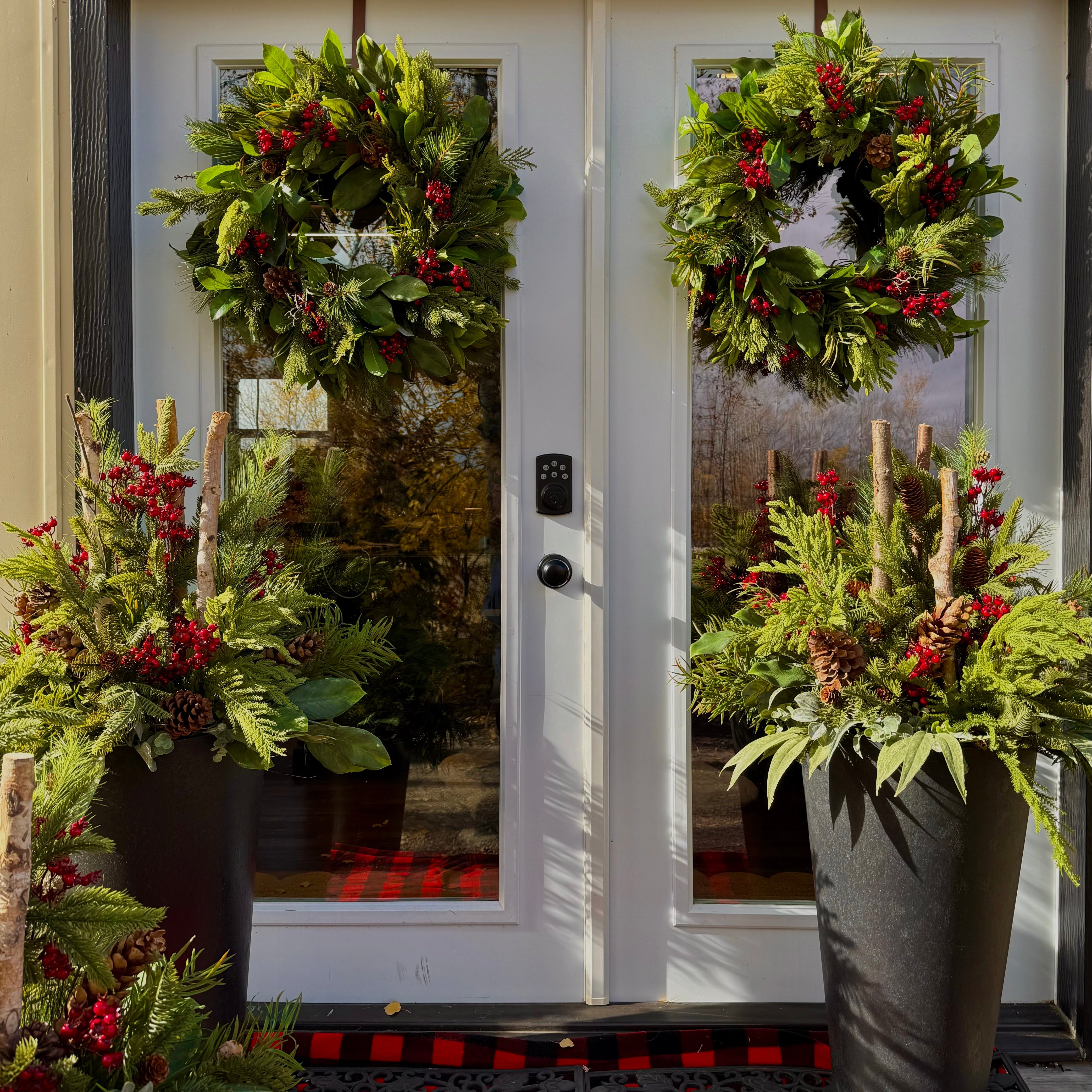 Set of two large winterberry planter inserts