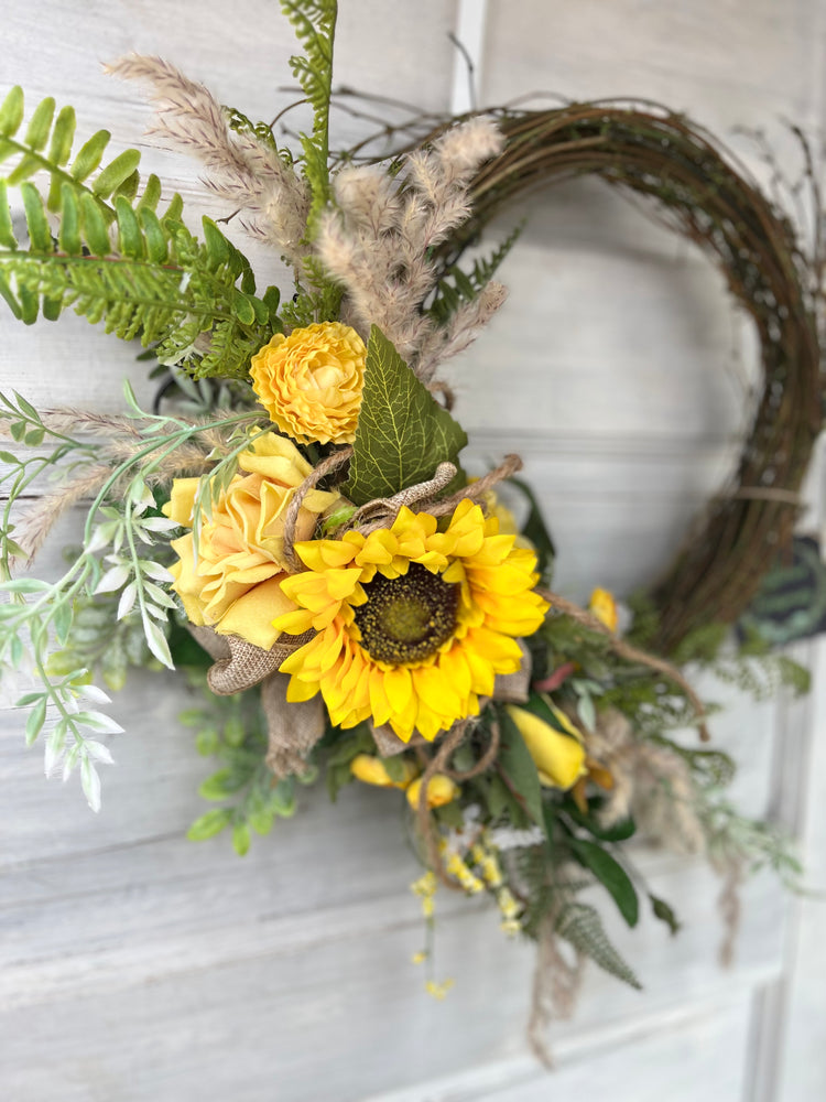 Yellow sunflower Farmhouse Wreath