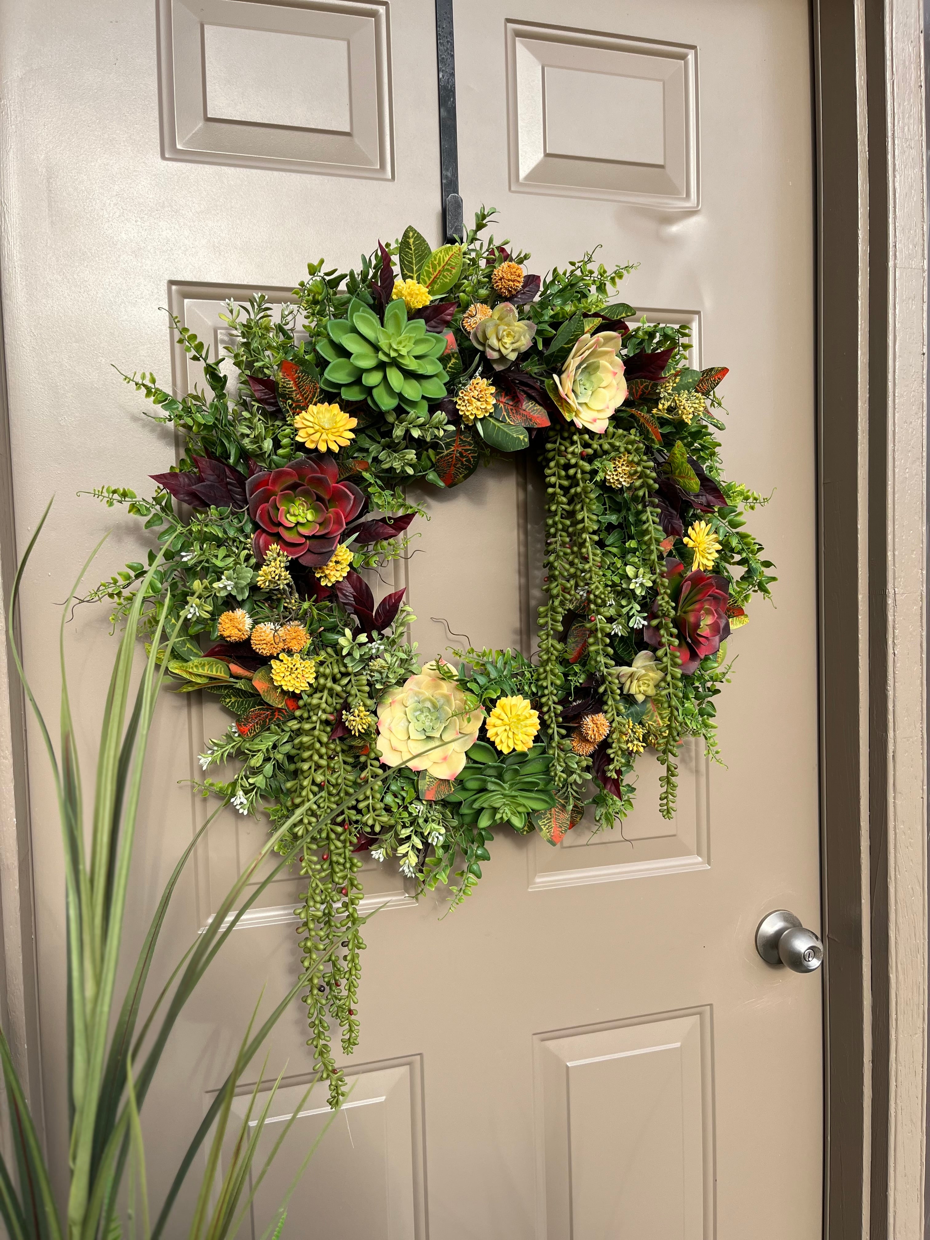 Vibrant succulent wreath