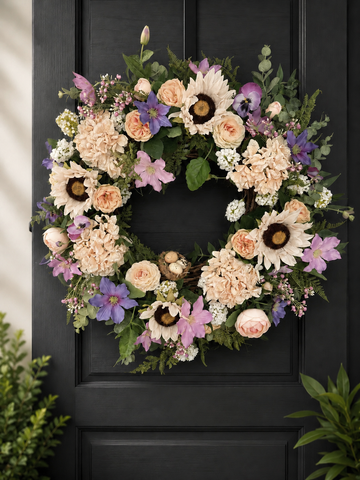 Large pastel Sunflower Wreath