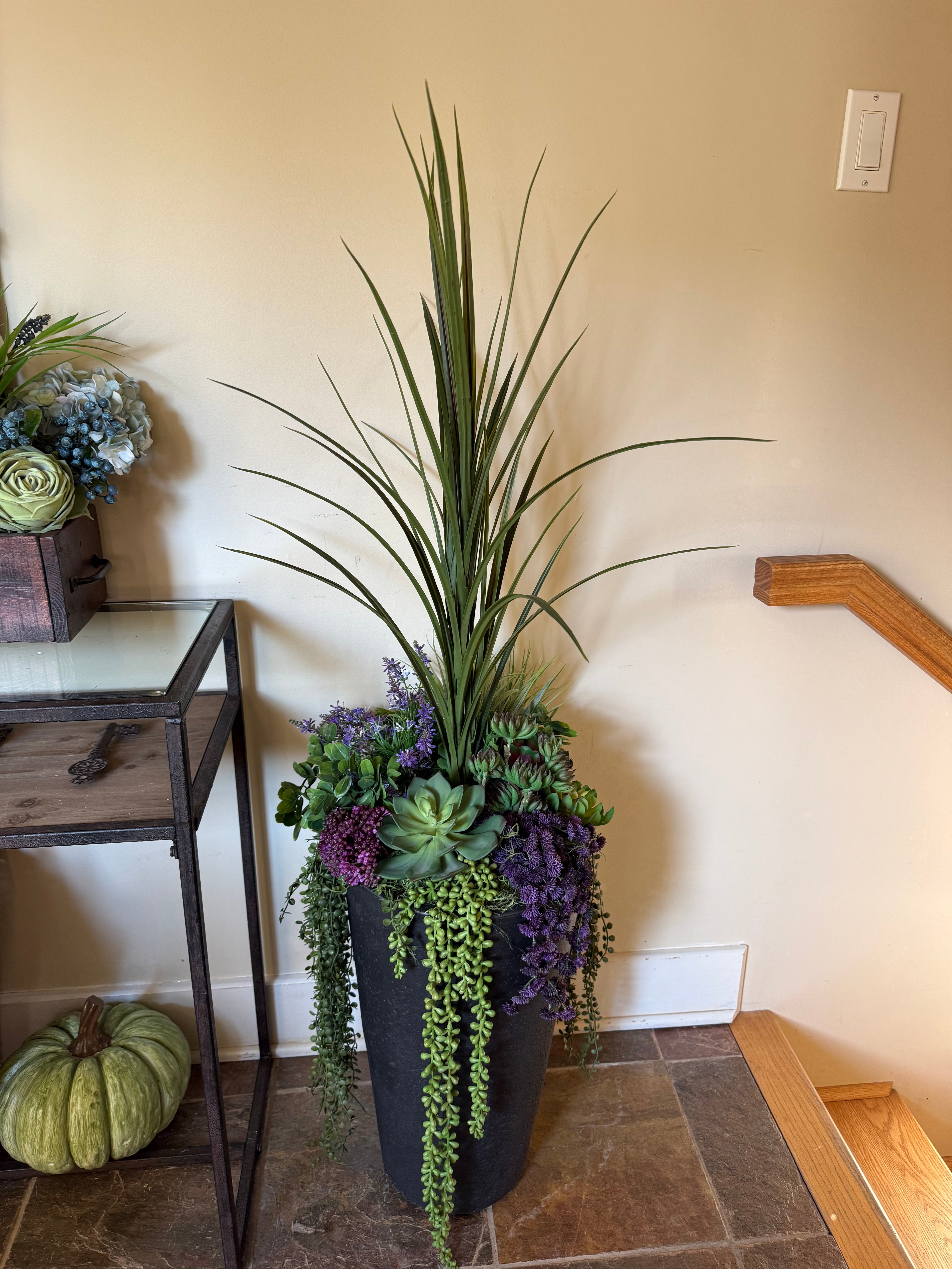 Artificial Succulent Planter Insert for Outdoor Urns & Front Porch Planters