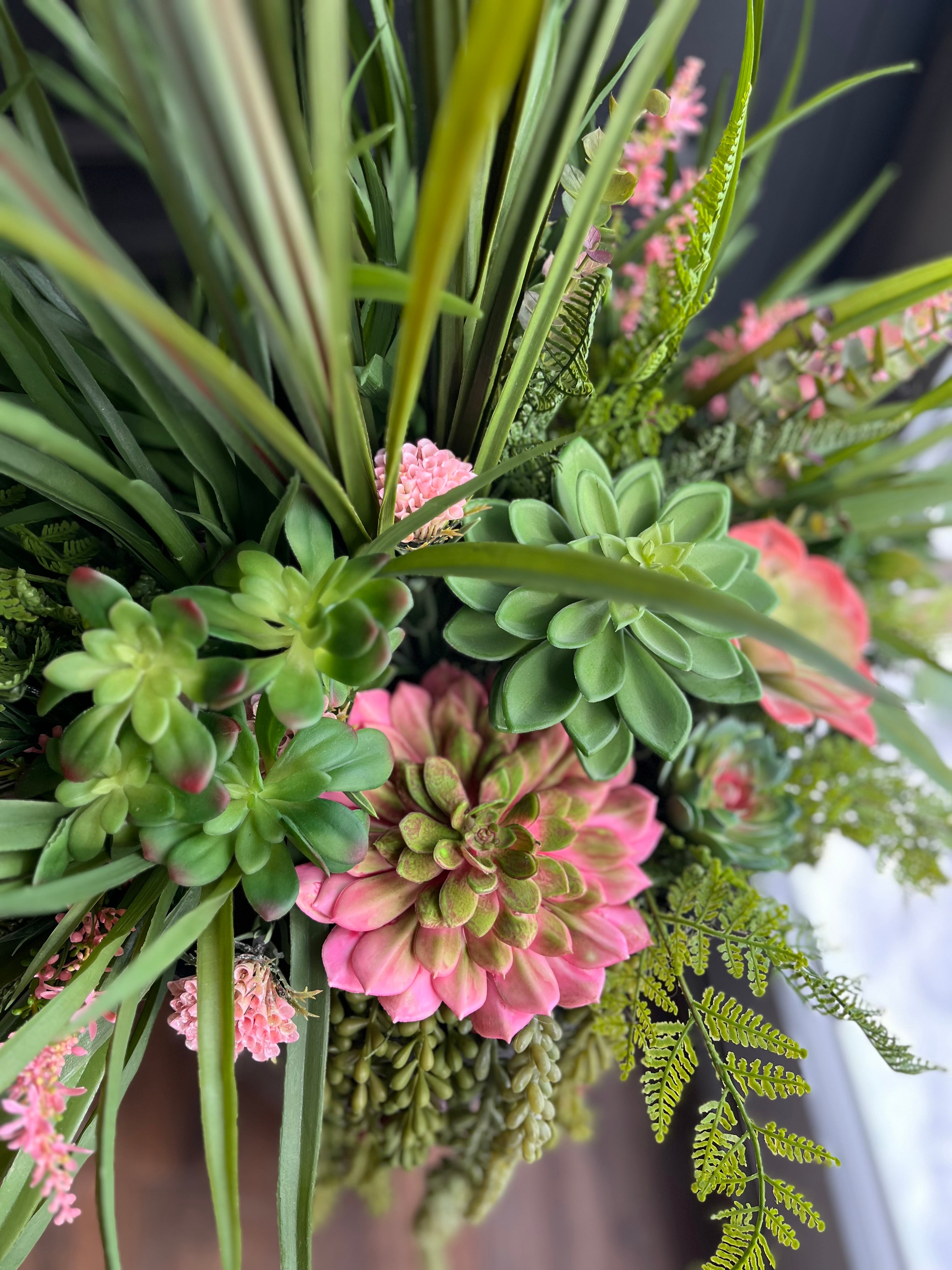 Pink succulent planter drop in