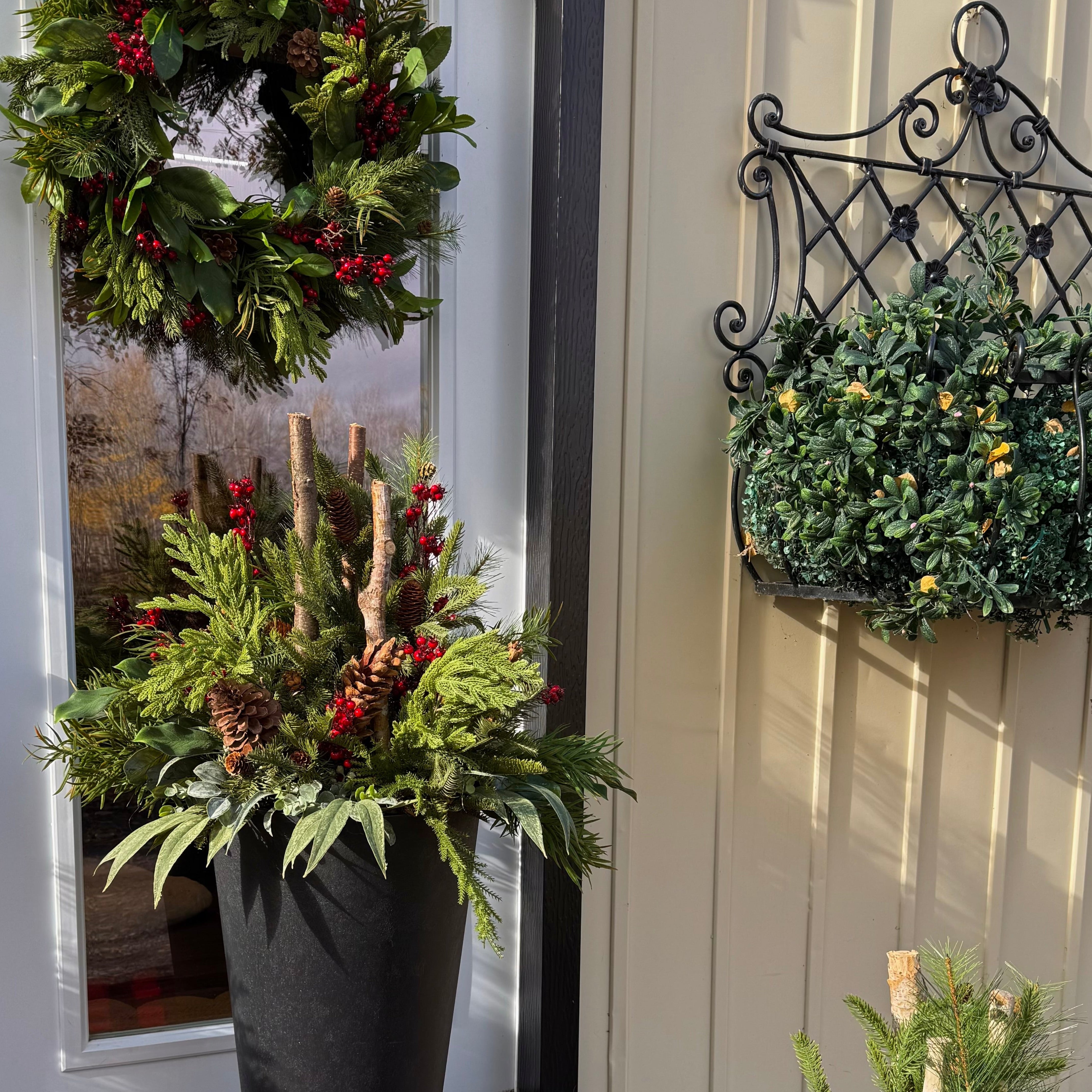 Set of two large winterberry planter inserts