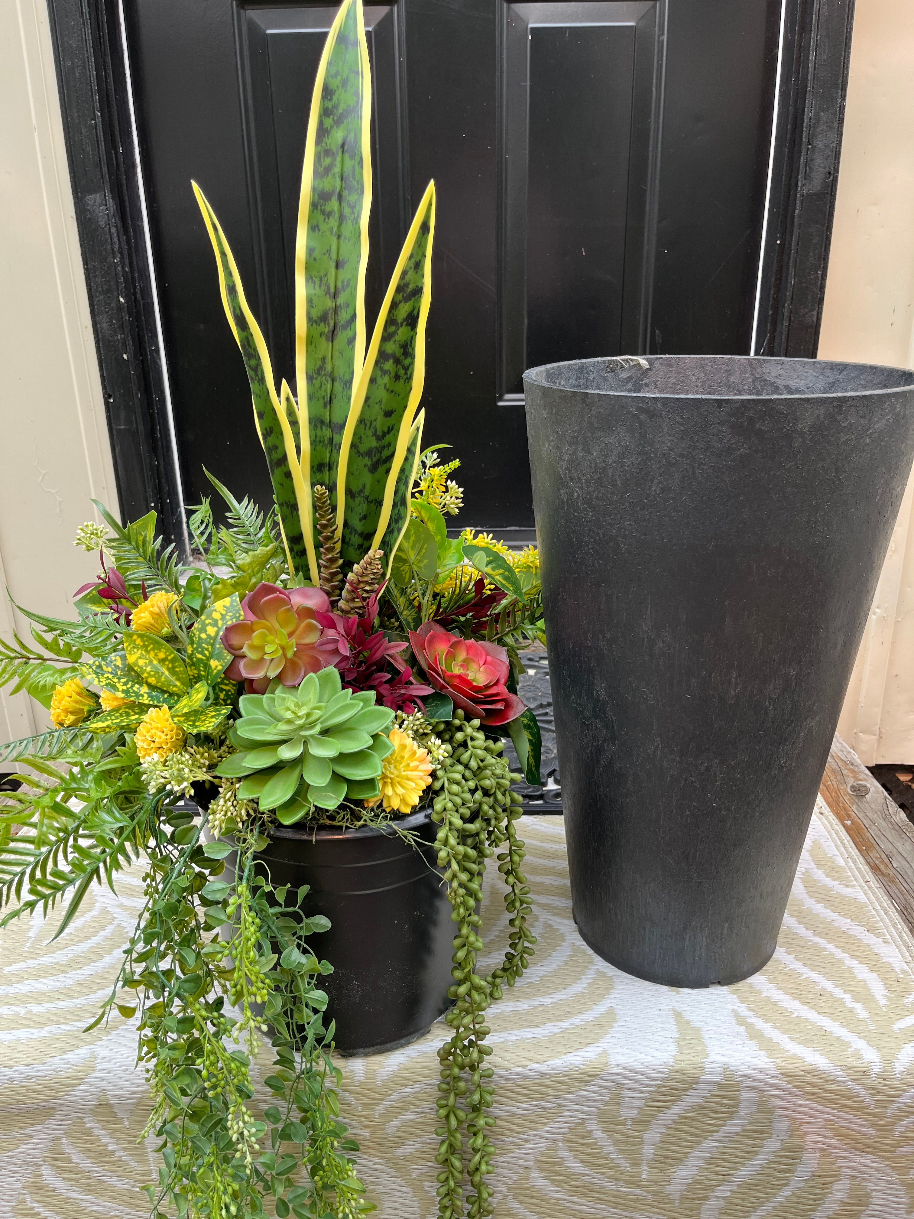 Vibrant succulent drop in planter