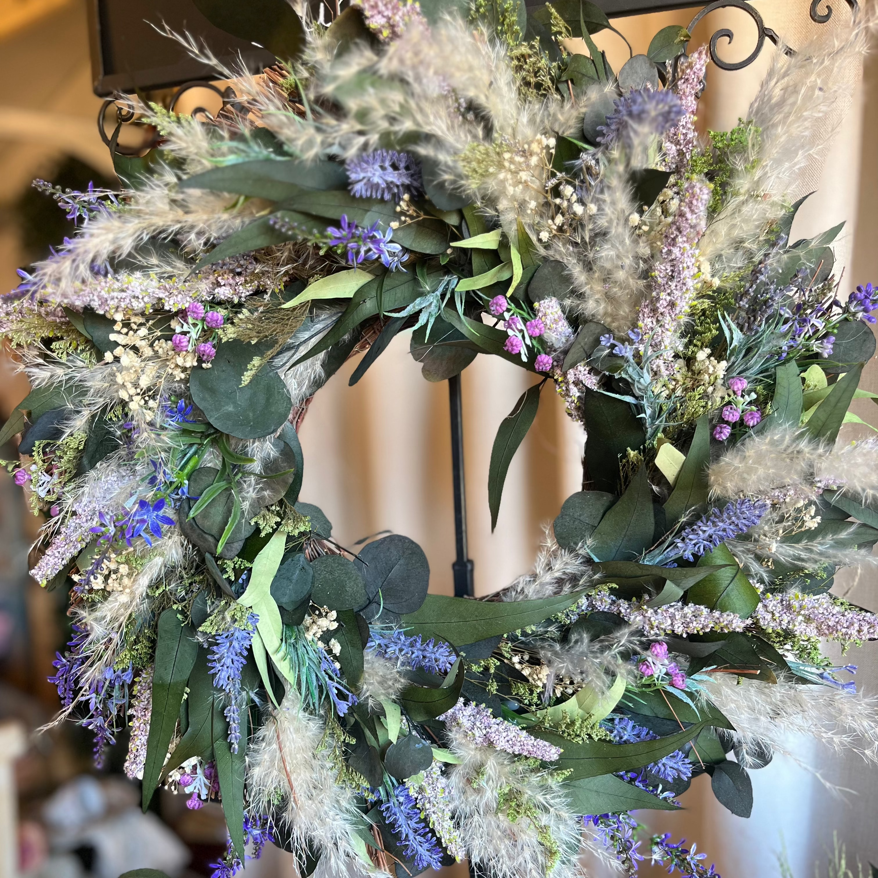 Lavender mist dried flower wreath