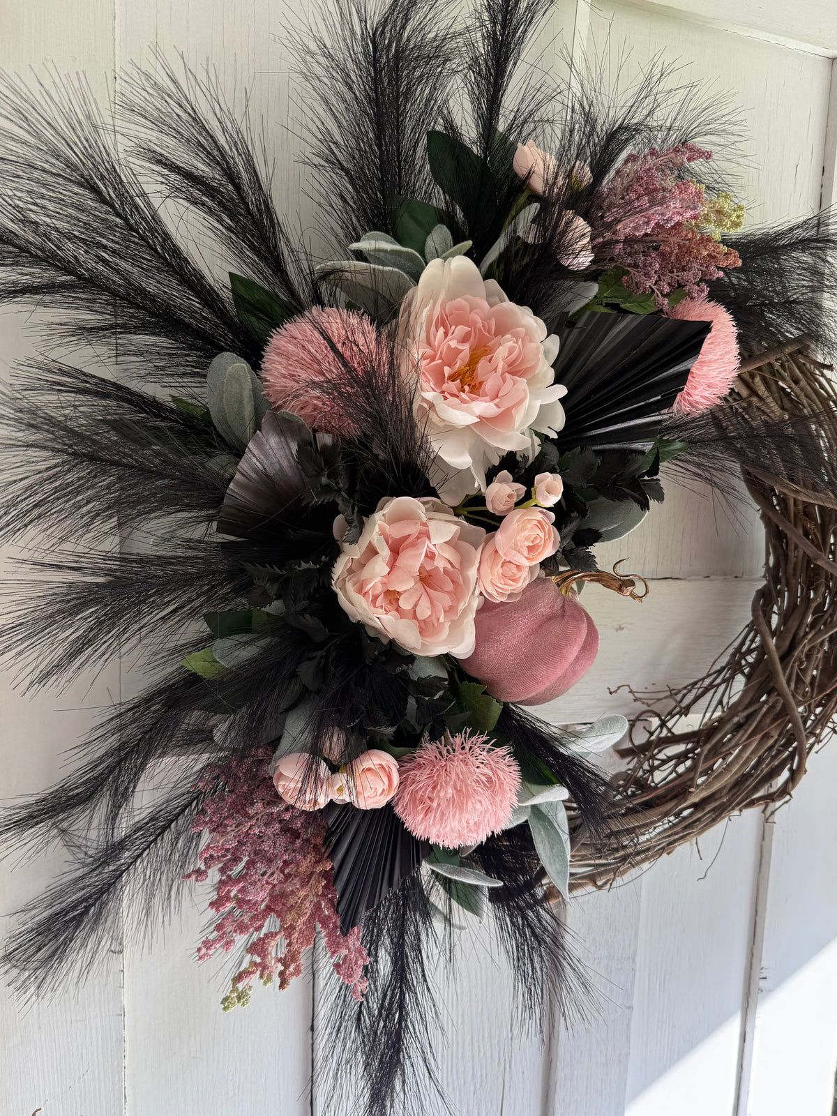 Pink Pumpkin Wreath