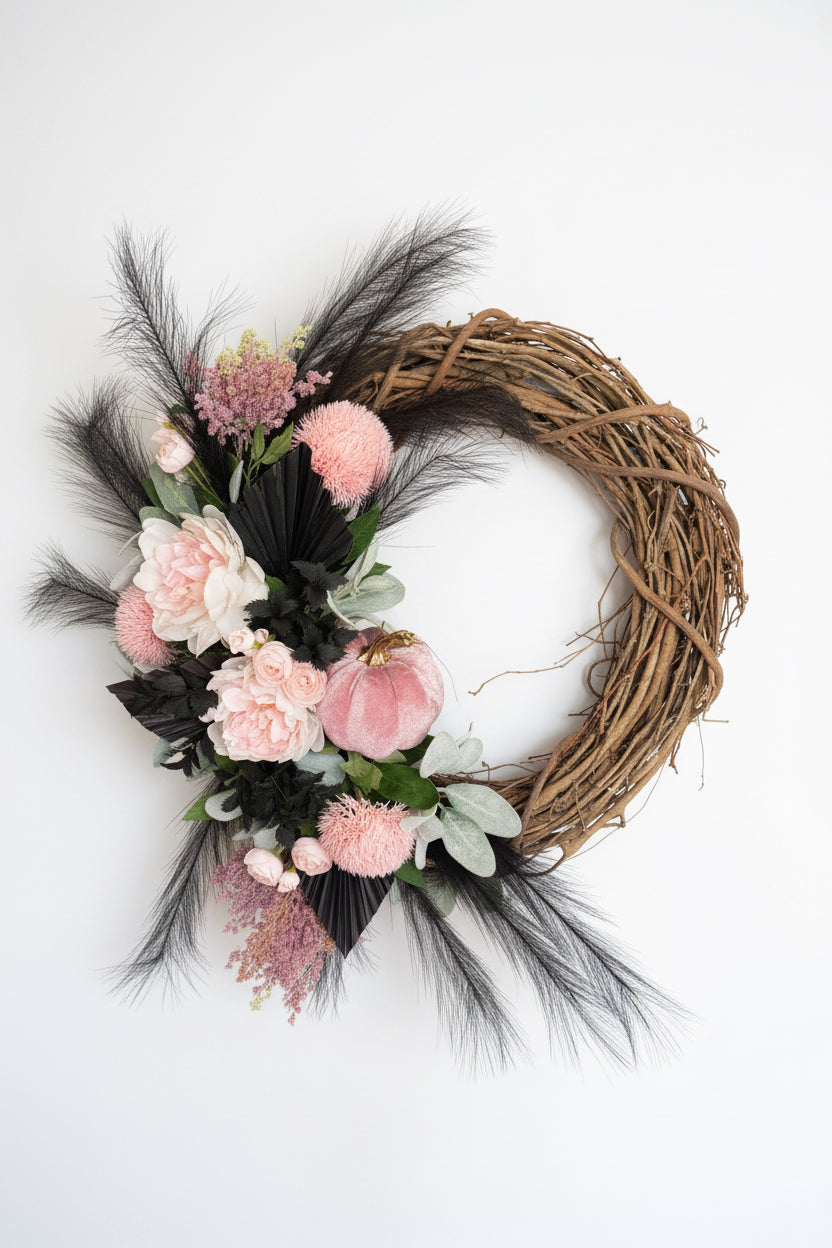 Pink Pumpkin Wreath
