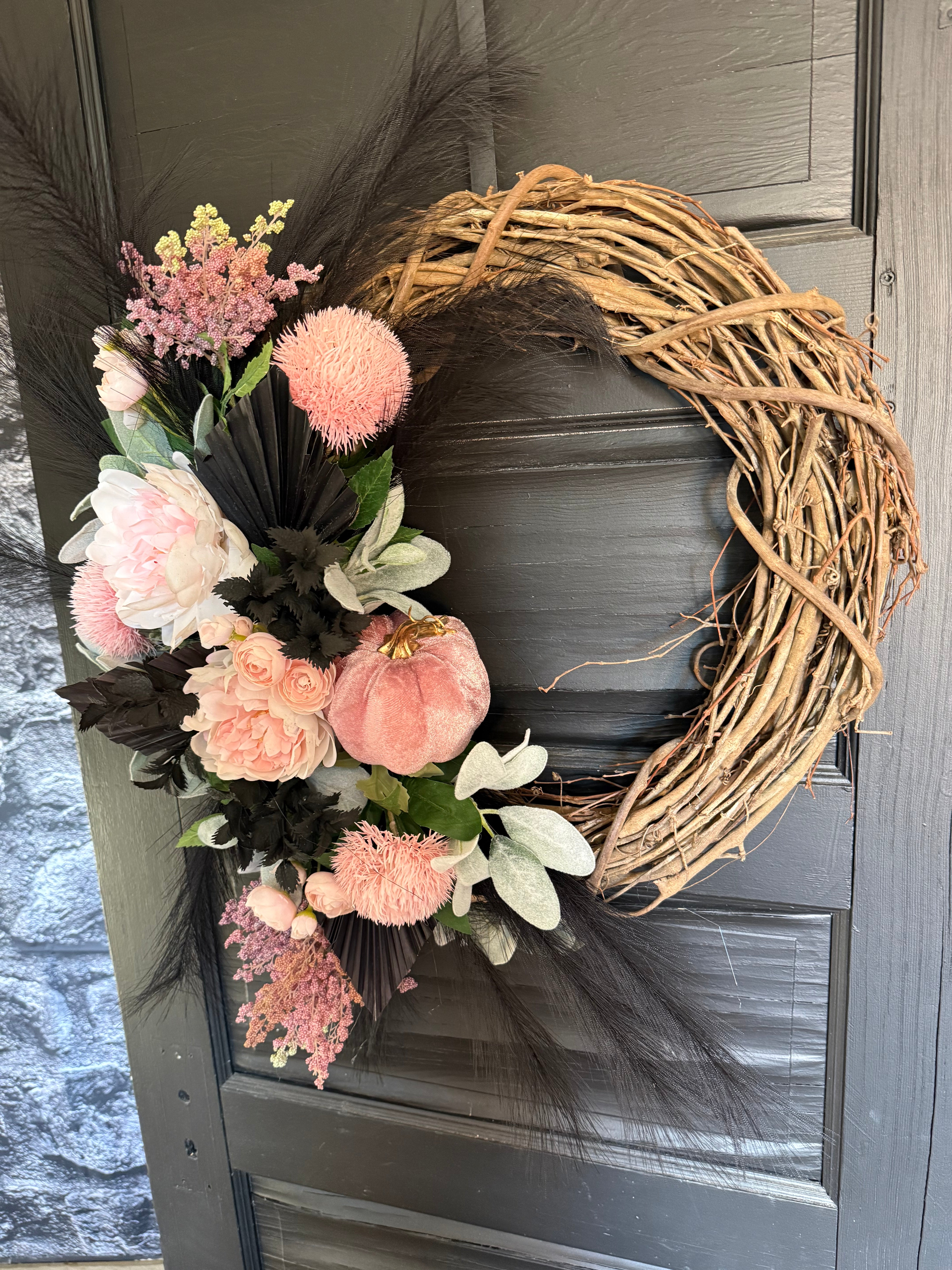 Pink Pumpkin Wreath
